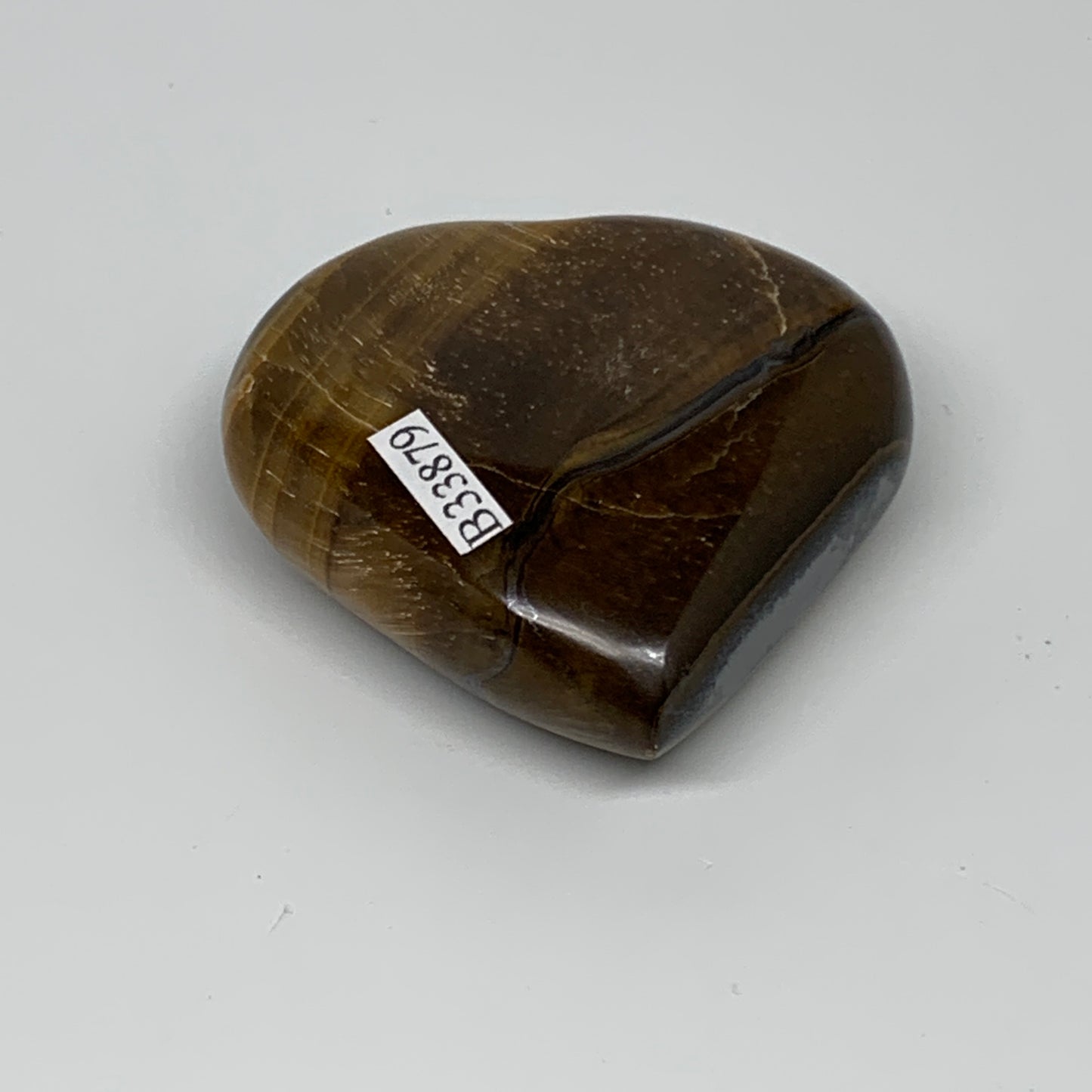 82.3g, 2.1"x2.2"x0.7", Tiger's Eye Heart Polished Healing Crystal @India, B33879