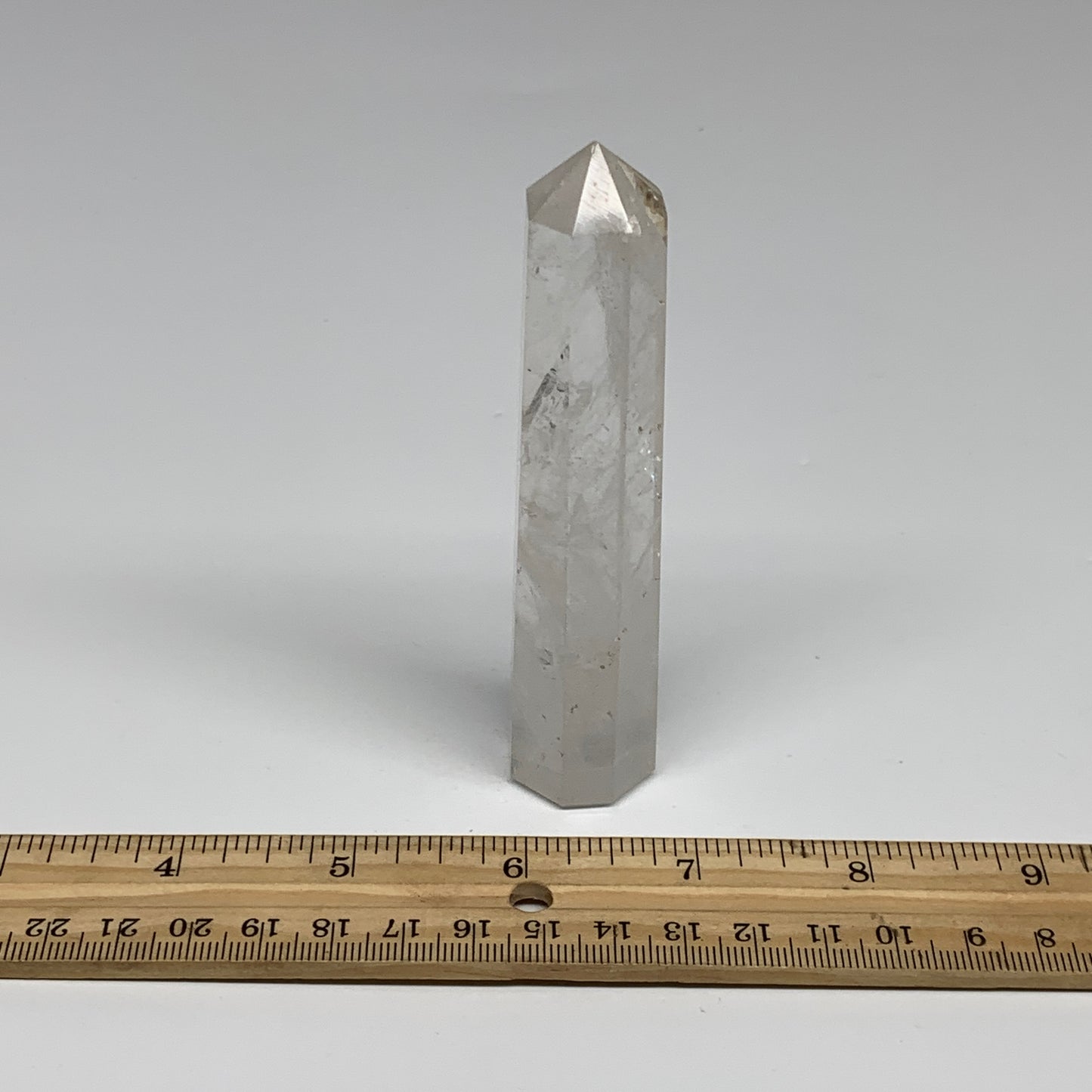 96g, 4.3"x0.9"x0.9", Natural Quartz Crystal Tower Point Obelisk @India, B31077