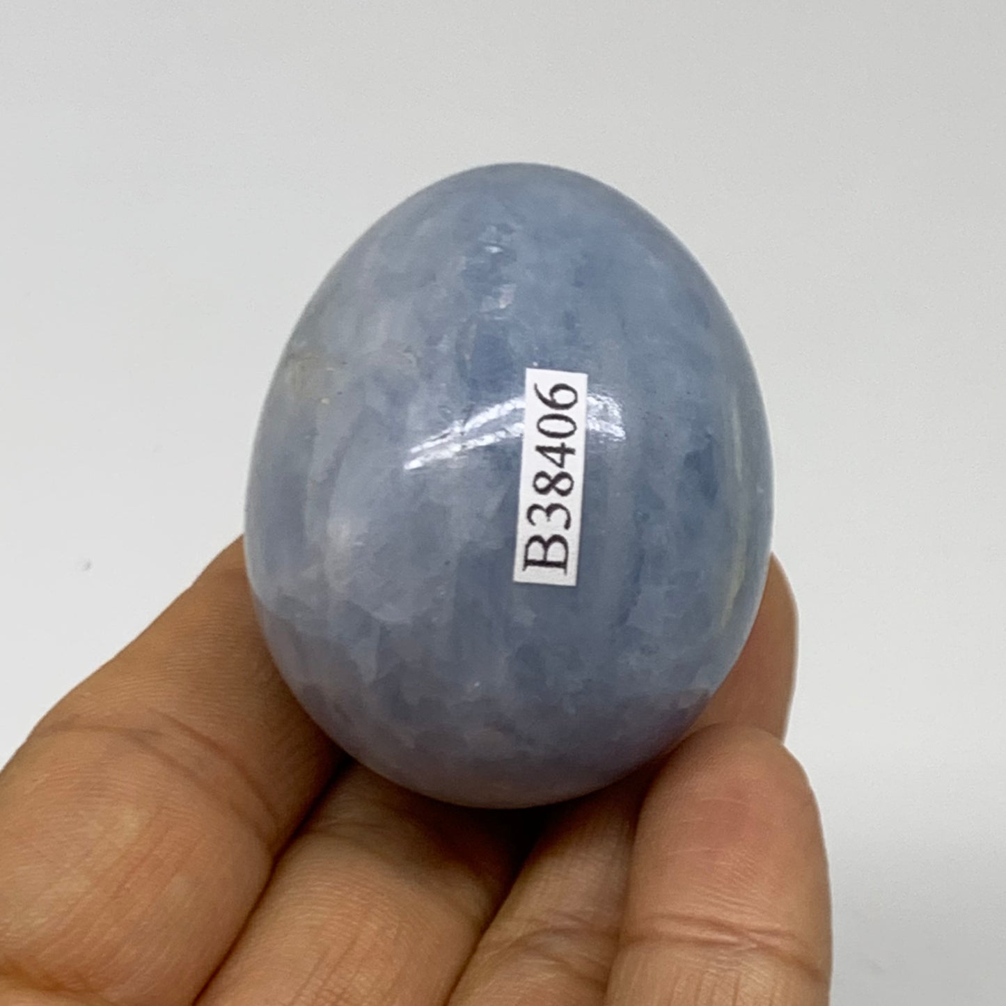 96.3g, 1.8"x1.5", Natural Blue Calcite Egg Polished Crystal @Madagascar, B38406
