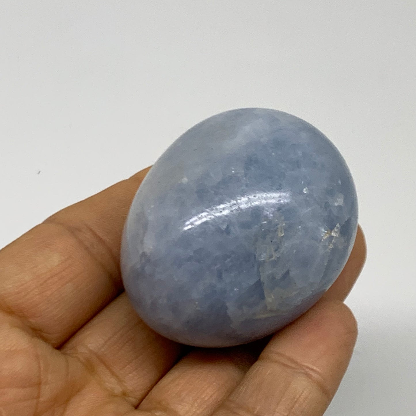 96.3g, 1.8"x1.5", Natural Blue Calcite Egg Polished Crystal @Madagascar, B38406