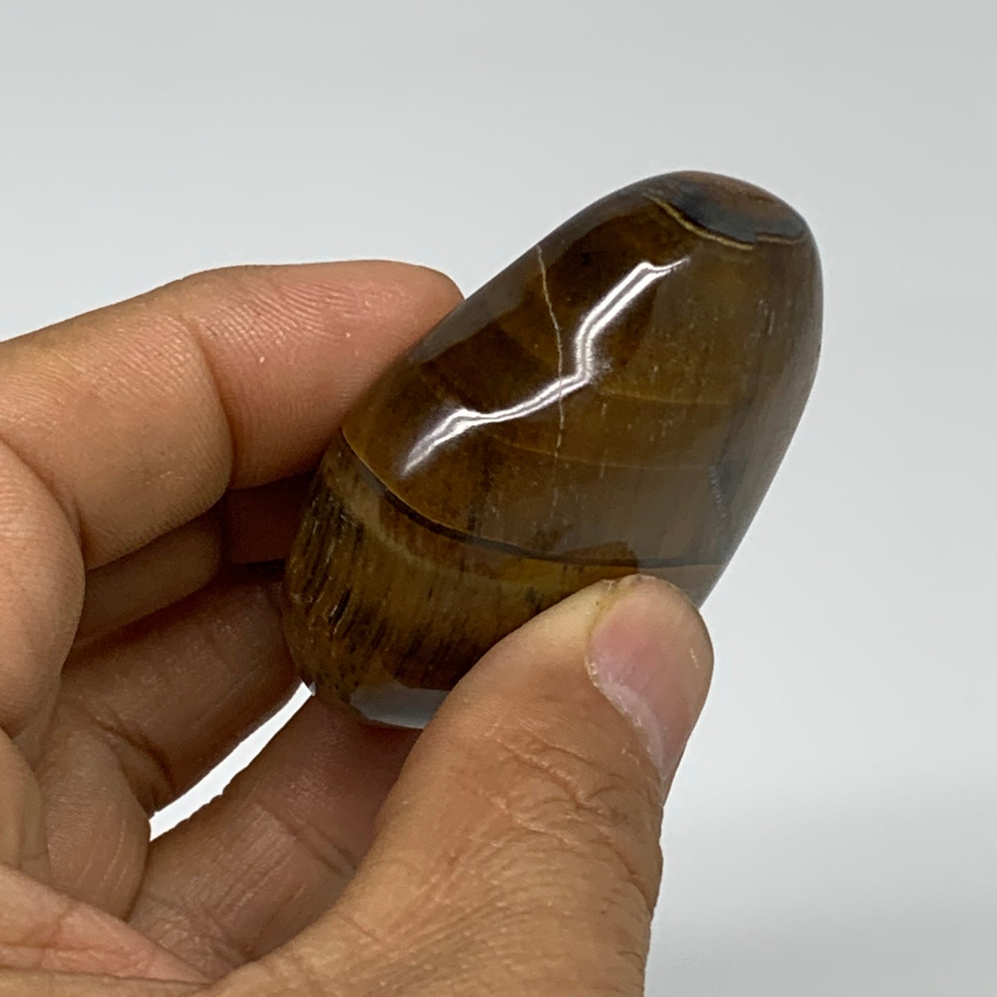 78.2g, 2"x2.1"x0.8", Tiger's Eye Heart Polished Healing Crystal @India, B33880