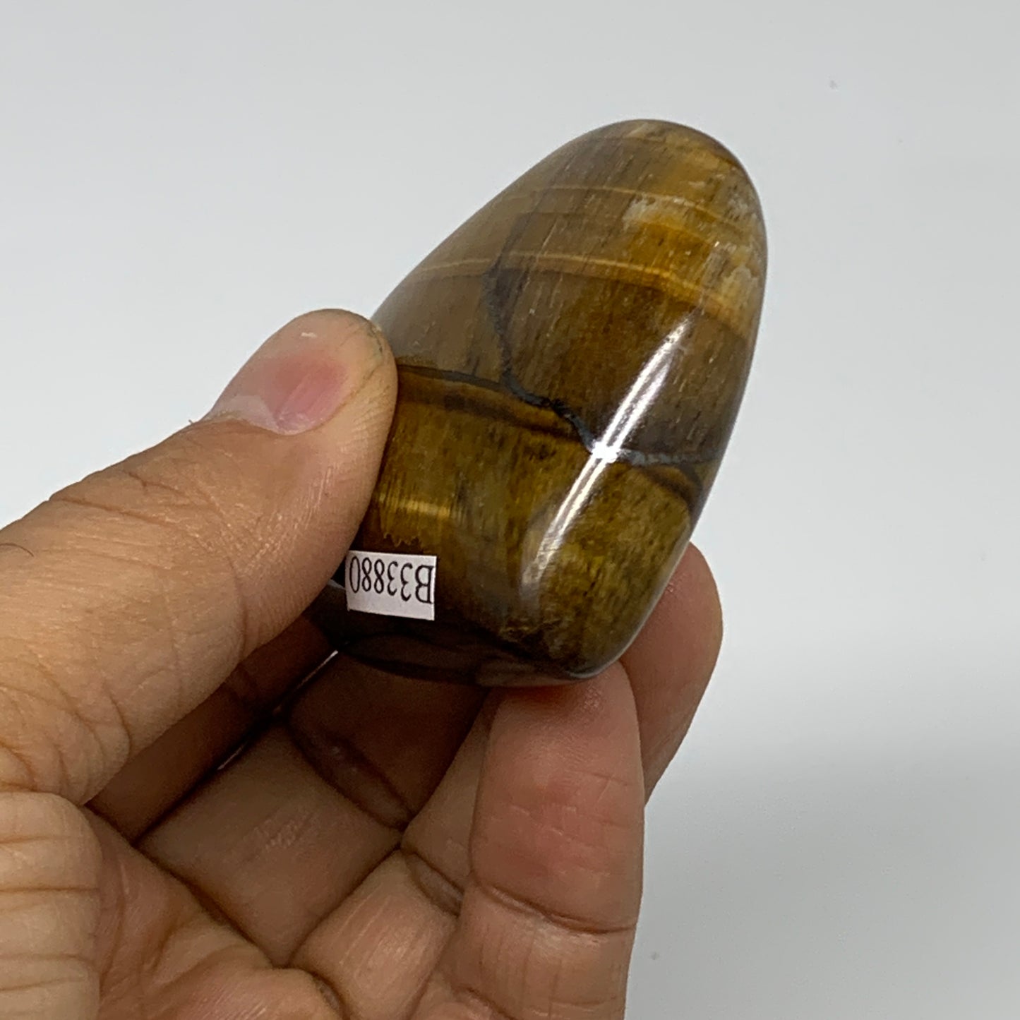 78.2g, 2"x2.1"x0.8", Tiger's Eye Heart Polished Healing Crystal @India, B33880