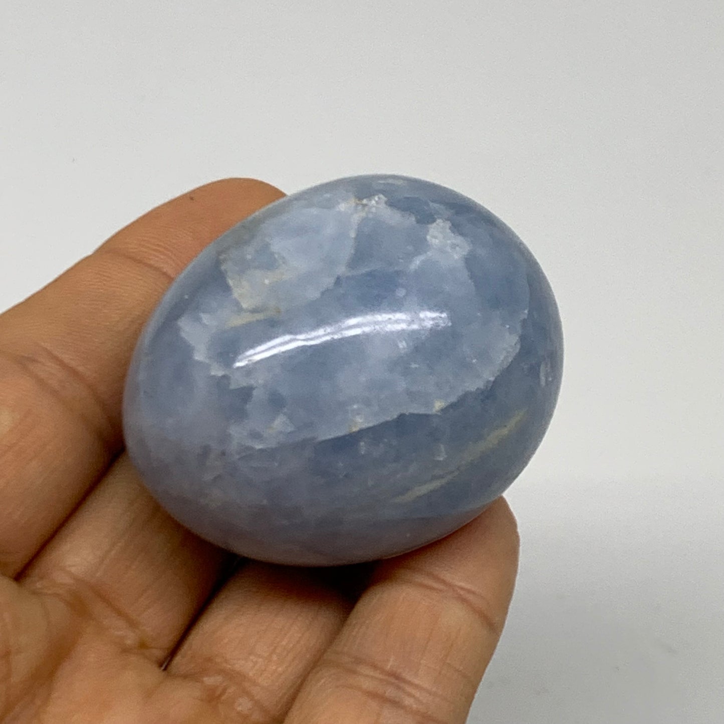96.3g, 1.8"x1.5", Natural Blue Calcite Egg Polished Crystal @Madagascar, B38406