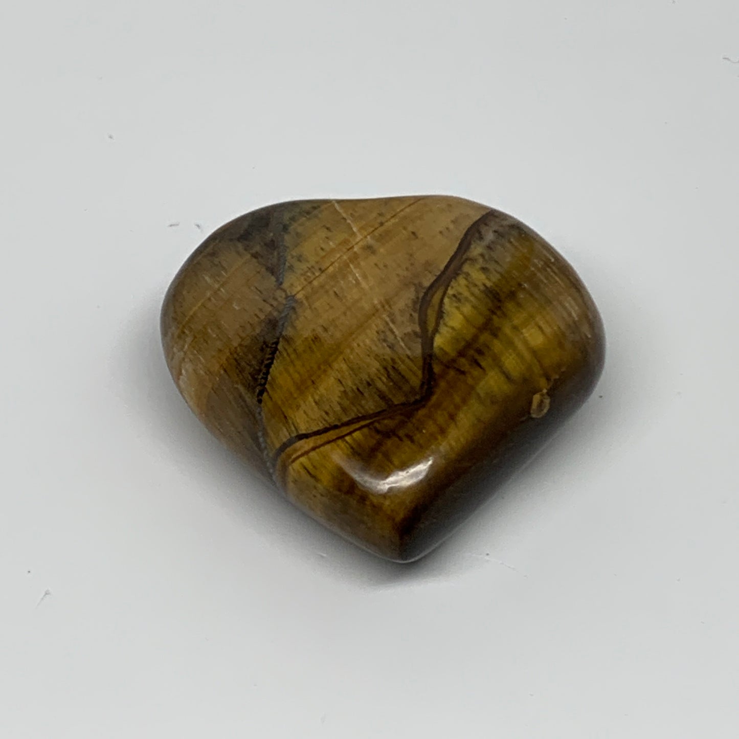 78.2g, 2"x2.1"x0.8", Tiger's Eye Heart Polished Healing Crystal @India, B33880