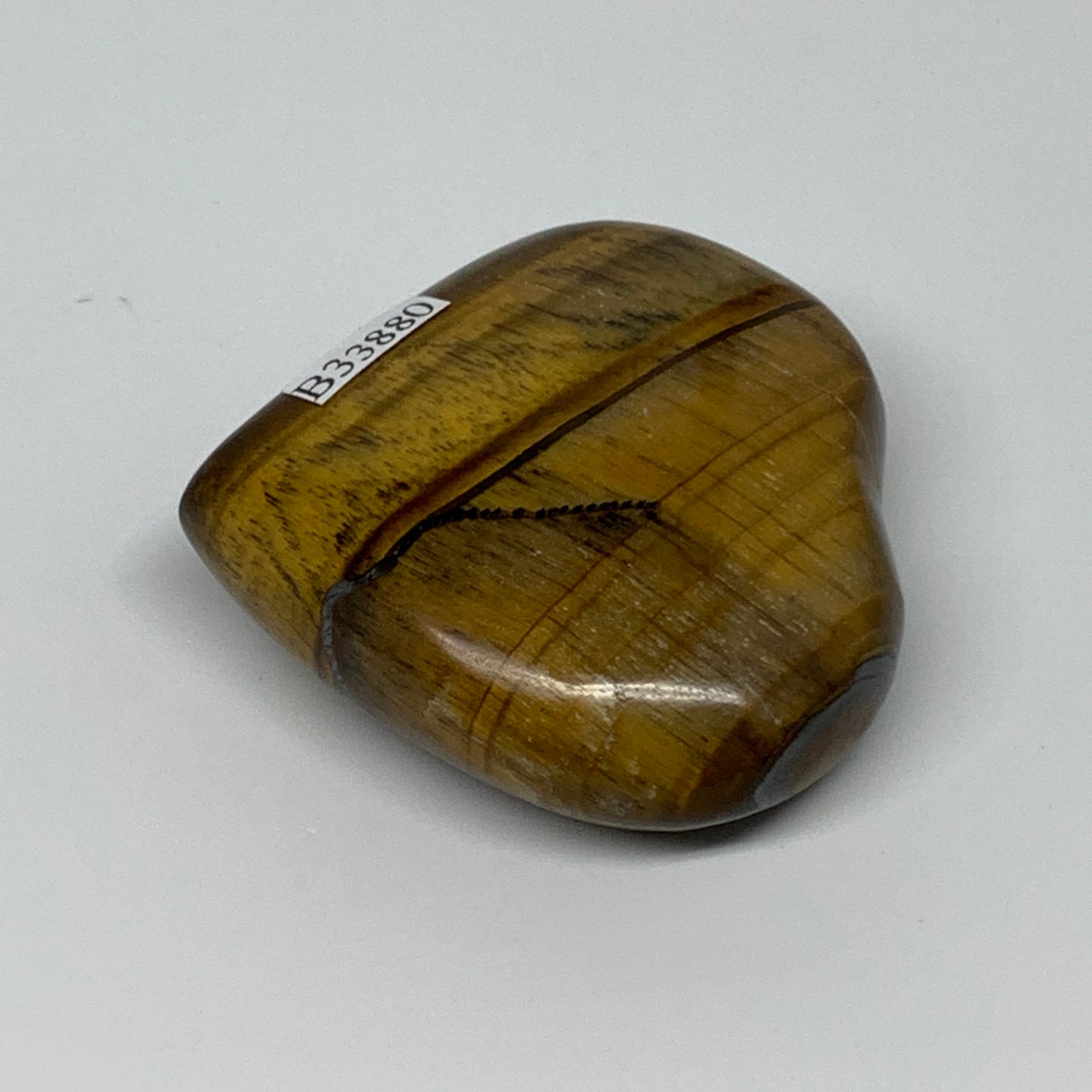 78.2g, 2"x2.1"x0.8", Tiger's Eye Heart Polished Healing Crystal @India, B33880
