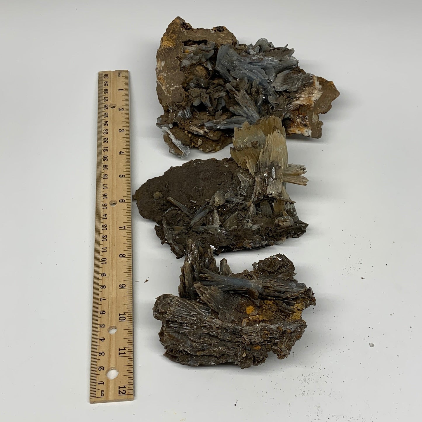 1660g, 4"-5.8", 3pcs Lot, Large Blue Barite Mineral Specimen @Morocco, B1209