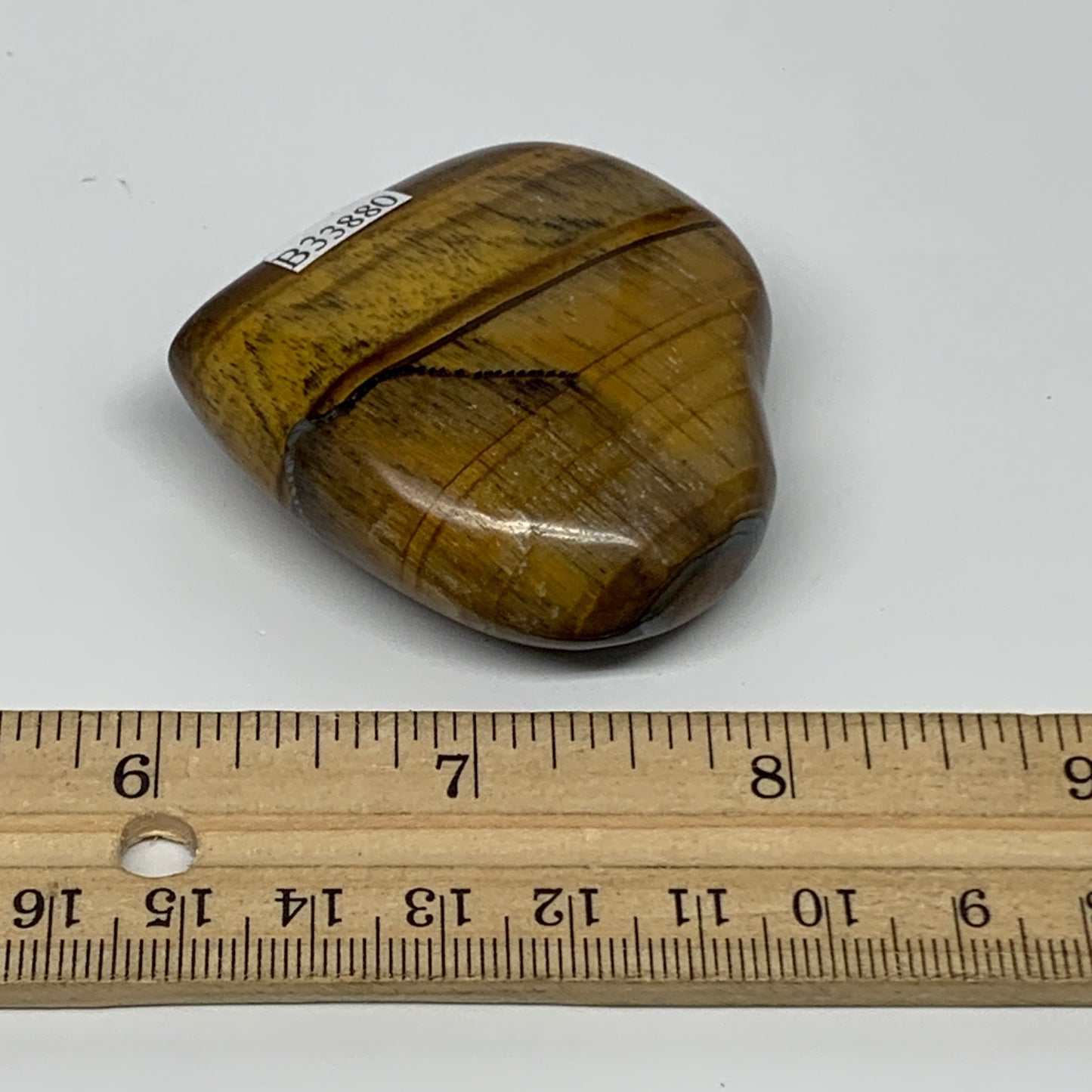 78.2g, 2"x2.1"x0.8", Tiger's Eye Heart Polished Healing Crystal @India, B33880