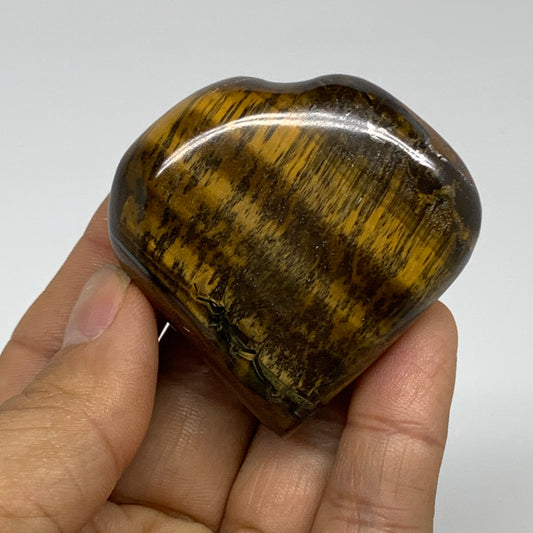 80.5g, 2"x2.1"x0.8", Tiger's Eye Heart Polished Healing Crystal @India, B33881
