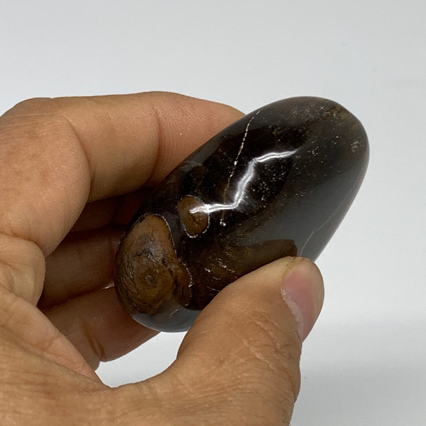 80.5g, 2"x2.1"x0.8", Tiger's Eye Heart Polished Healing Crystal @India, B33881