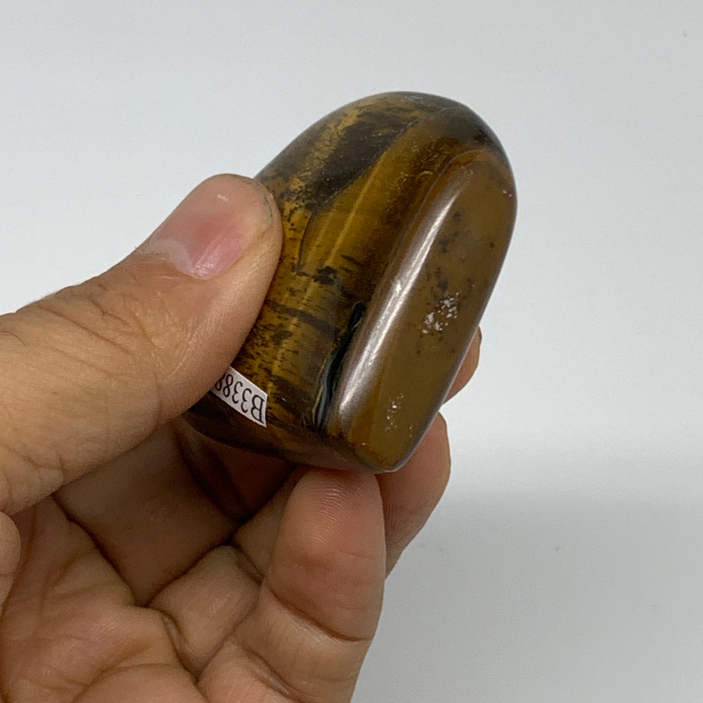 80.5g, 2"x2.1"x0.8", Tiger's Eye Heart Polished Healing Crystal @India, B33881