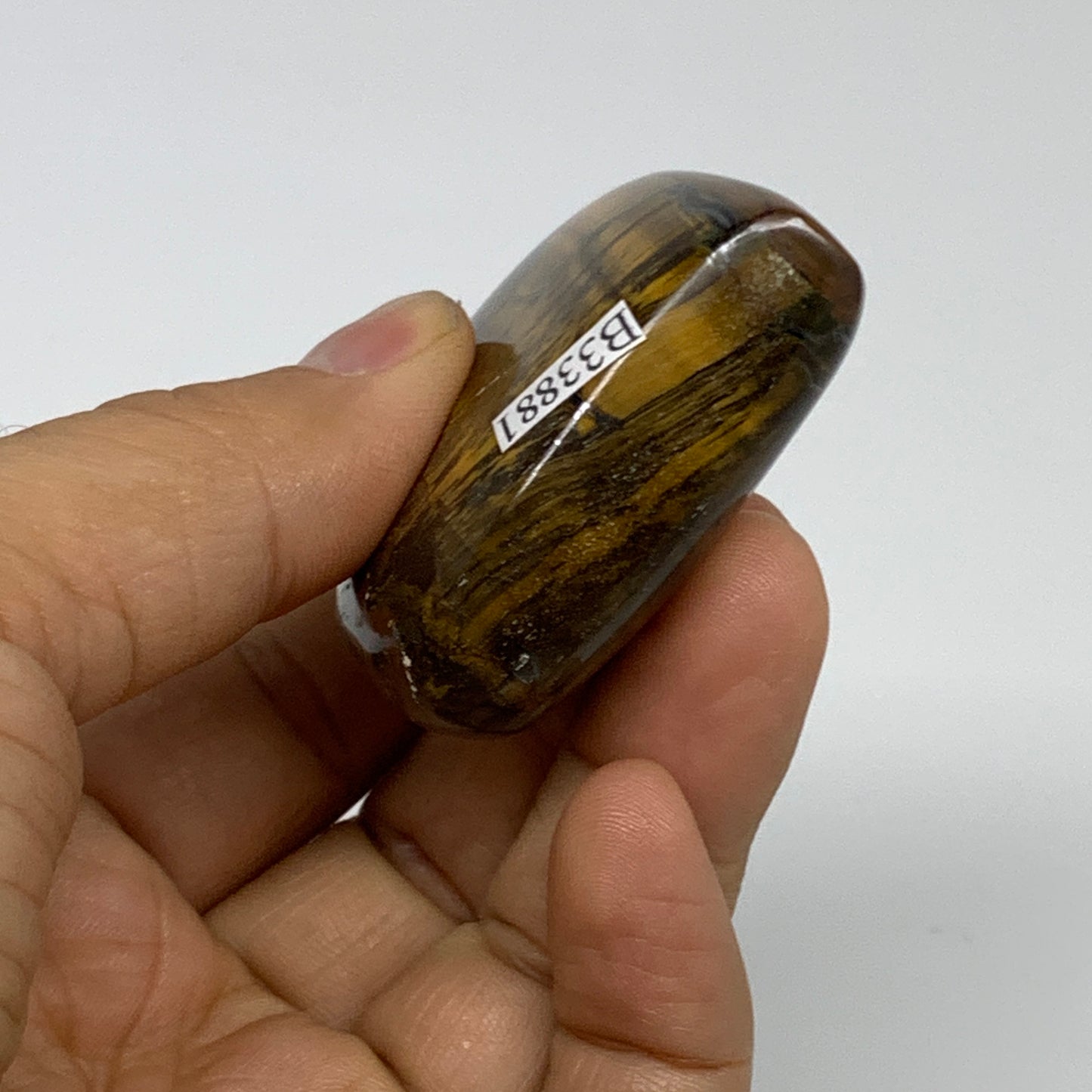 80.5g, 2"x2.1"x0.8", Tiger's Eye Heart Polished Healing Crystal @India, B33881