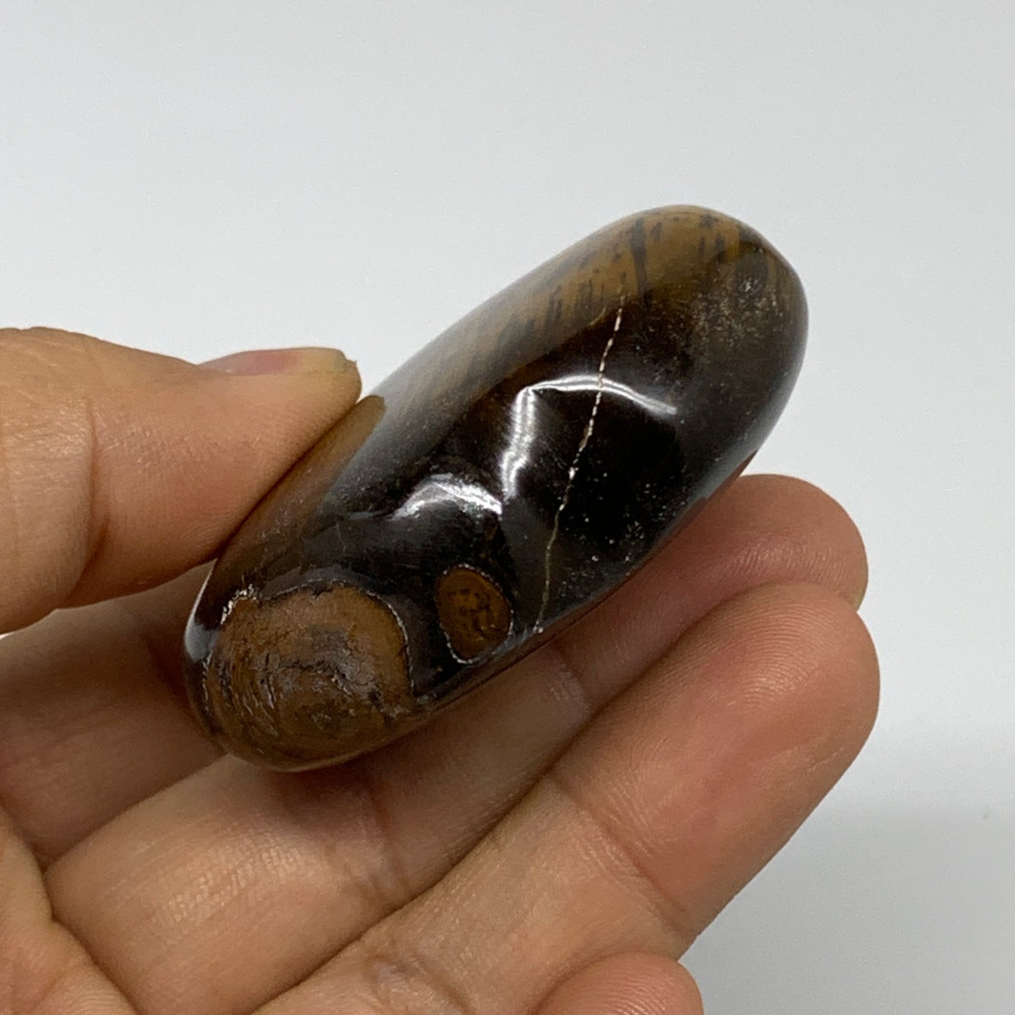 80.5g, 2"x2.1"x0.8", Tiger's Eye Heart Polished Healing Crystal @India, B33881