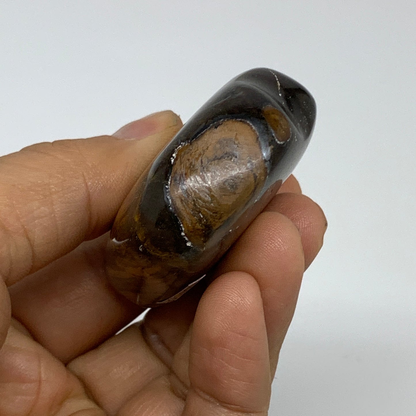 80.5g, 2"x2.1"x0.8", Tiger's Eye Heart Polished Healing Crystal @India, B33881