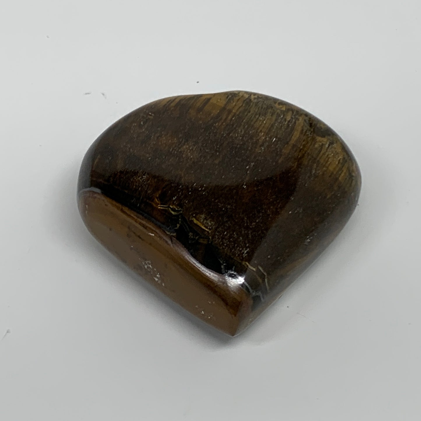 80.5g, 2"x2.1"x0.8", Tiger's Eye Heart Polished Healing Crystal @India, B33881