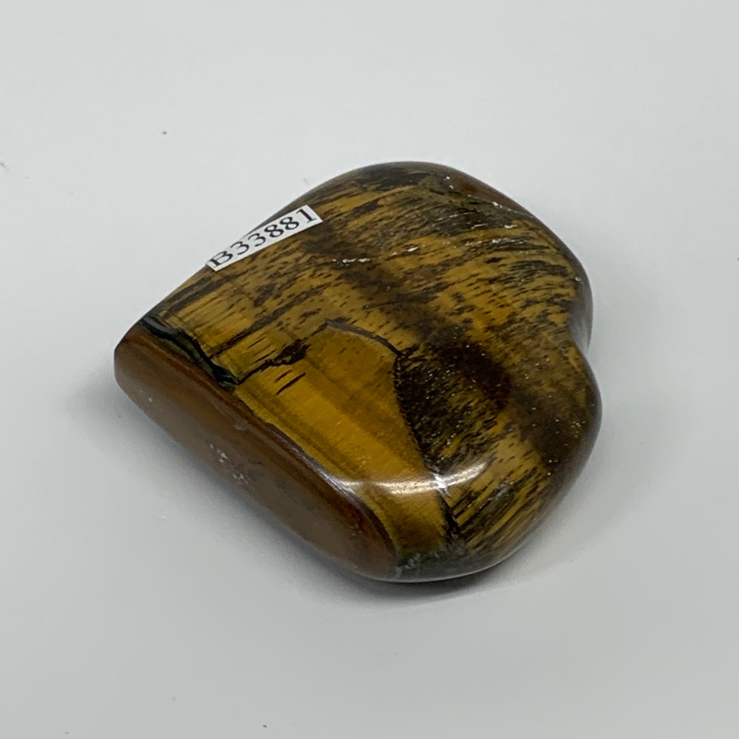 80.5g, 2"x2.1"x0.8", Tiger's Eye Heart Polished Healing Crystal @India, B33881