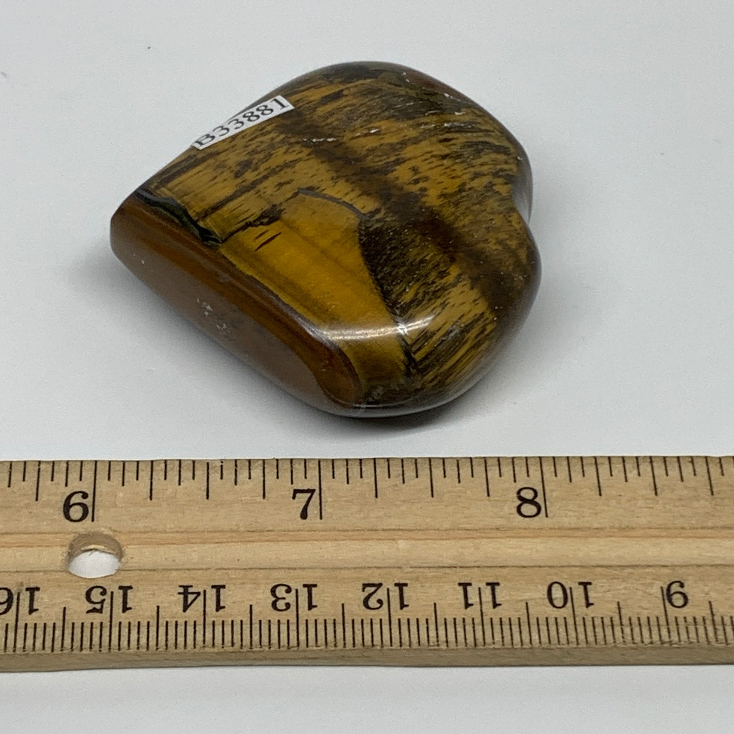 80.5g, 2"x2.1"x0.8", Tiger's Eye Heart Polished Healing Crystal @India, B33881