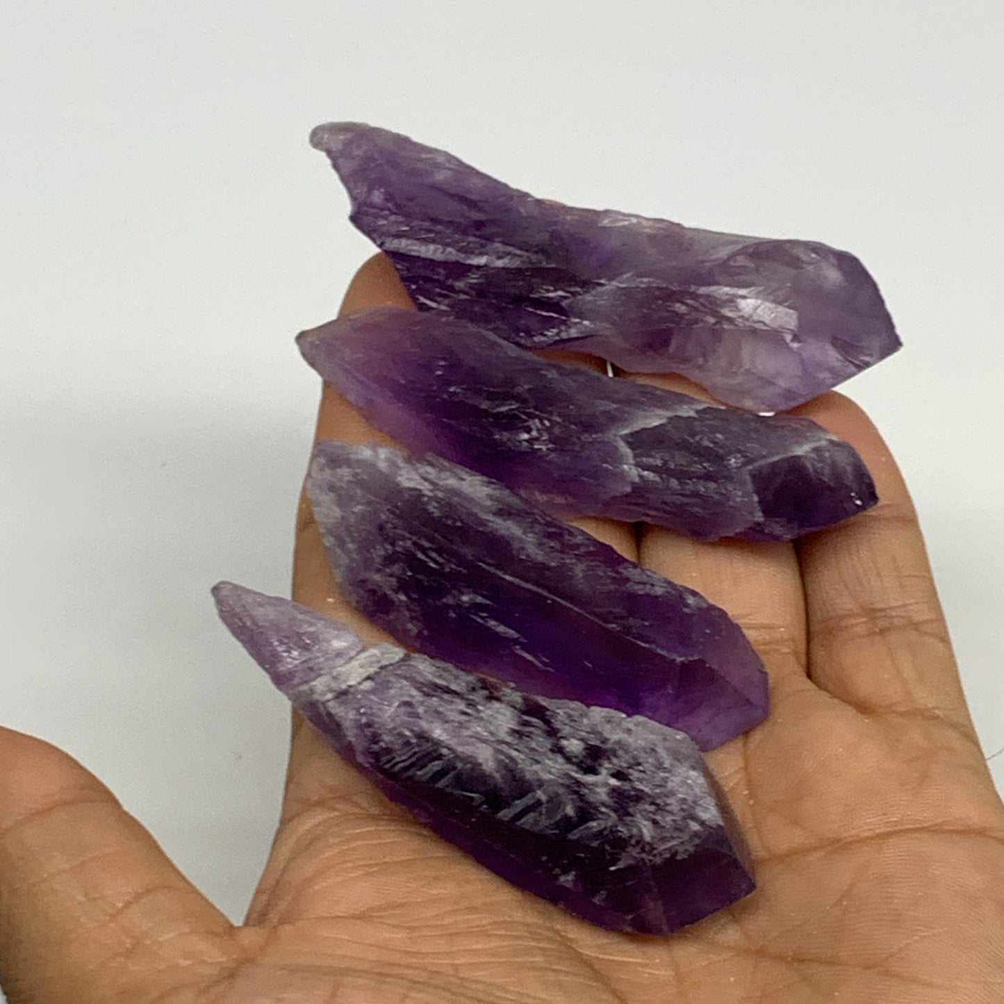 97.2g, 2.2 - 3", 4pcs, Amethyst Point Polished Rough lower part @Brazil, B28868