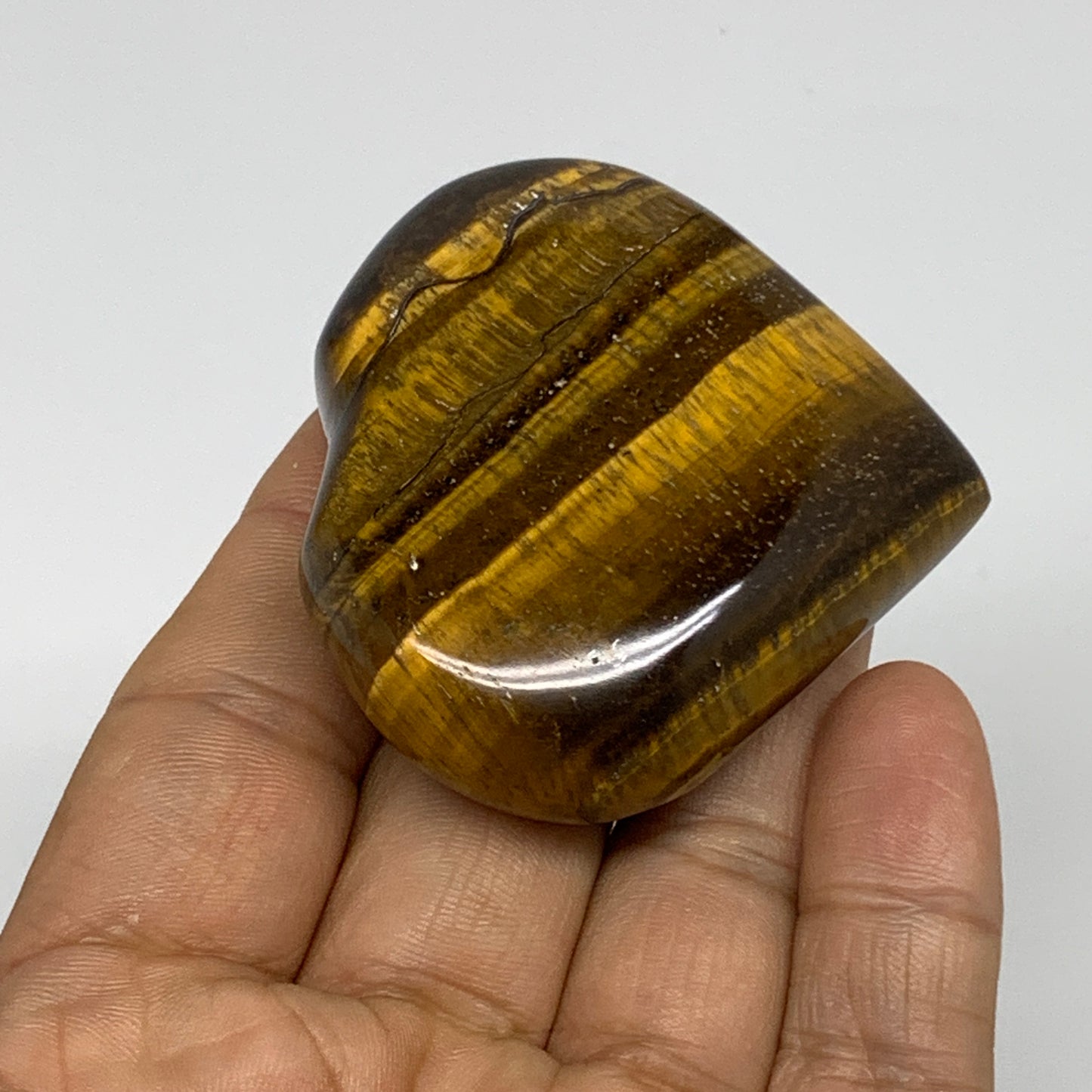 81.3g, 2"x2.2"x0.8", Tiger's Eye Heart Polished Healing Crystal @India, B33882