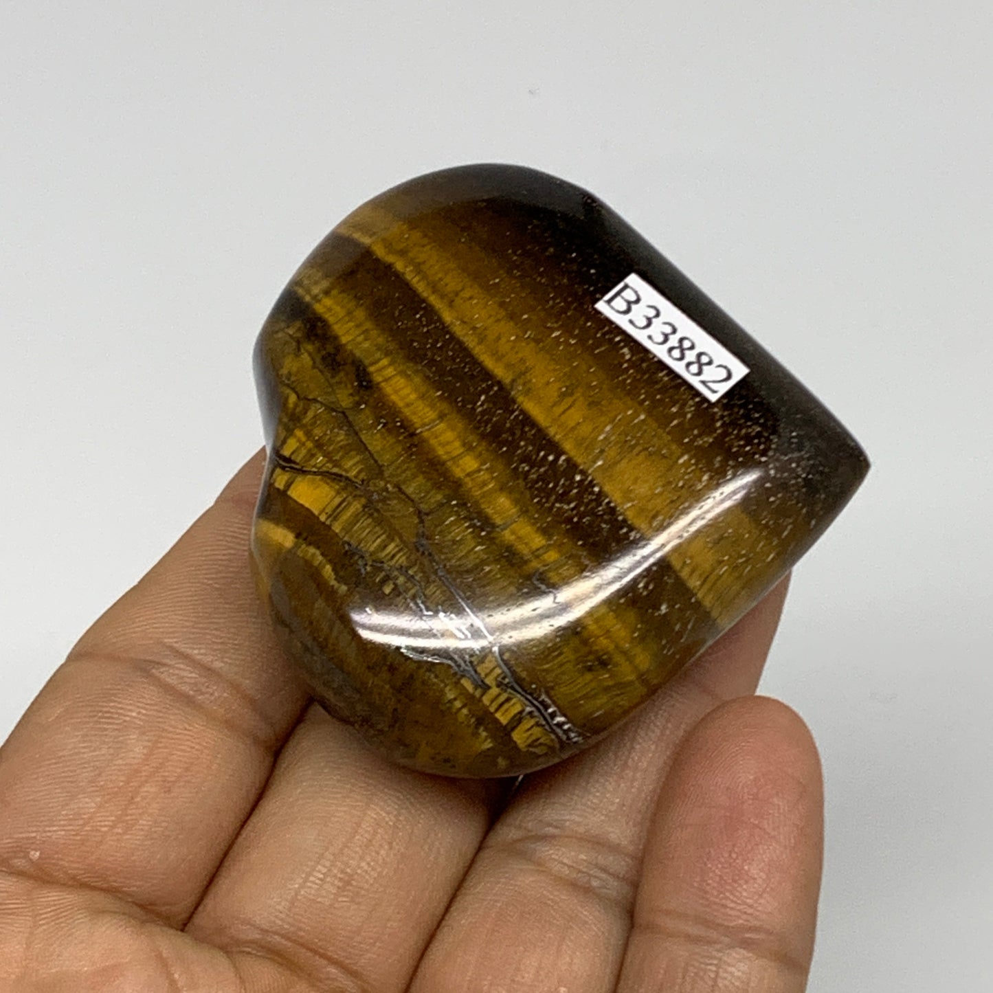 81.3g, 2"x2.2"x0.8", Tiger's Eye Heart Polished Healing Crystal @India, B33882