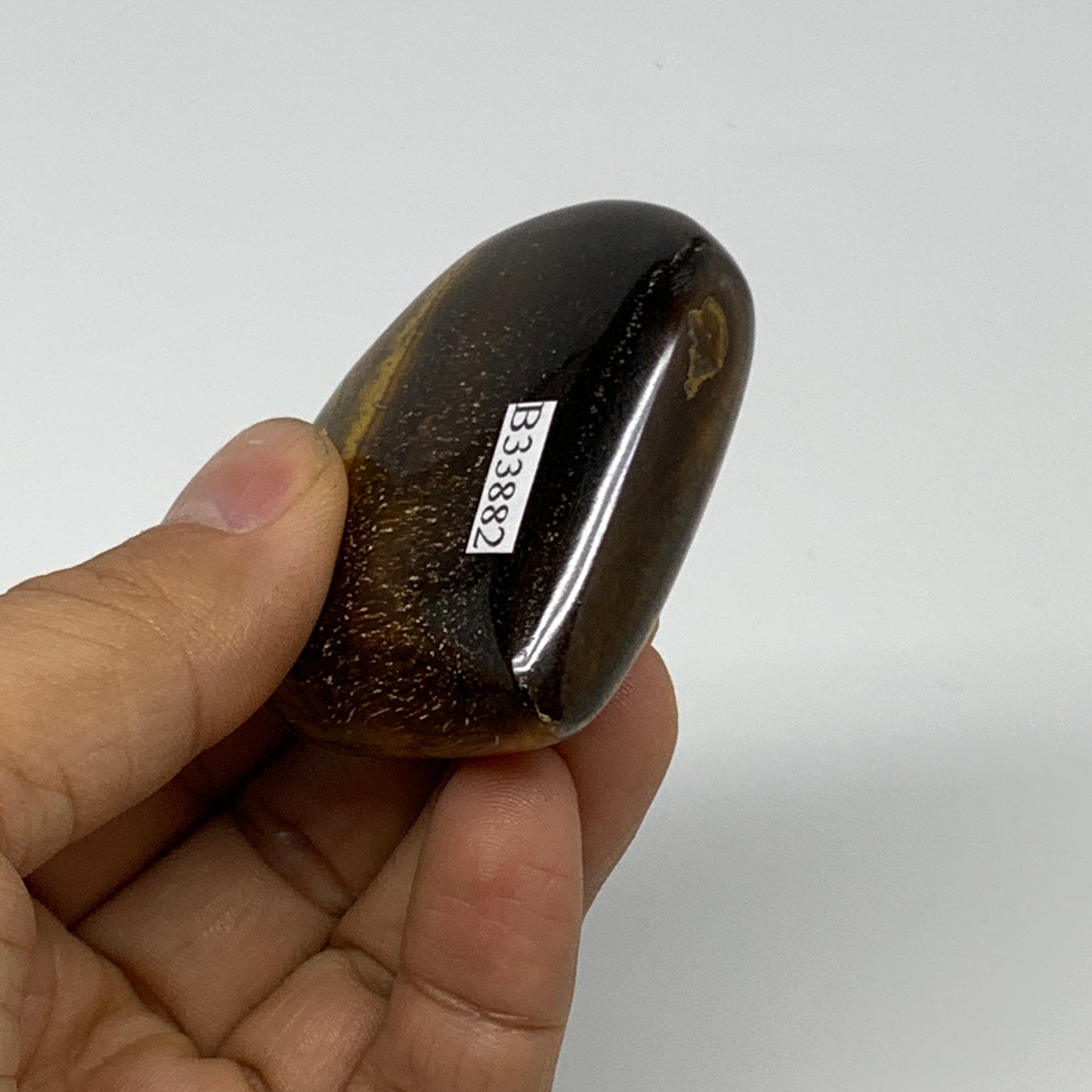 81.3g, 2"x2.2"x0.8", Tiger's Eye Heart Polished Healing Crystal @India, B33882