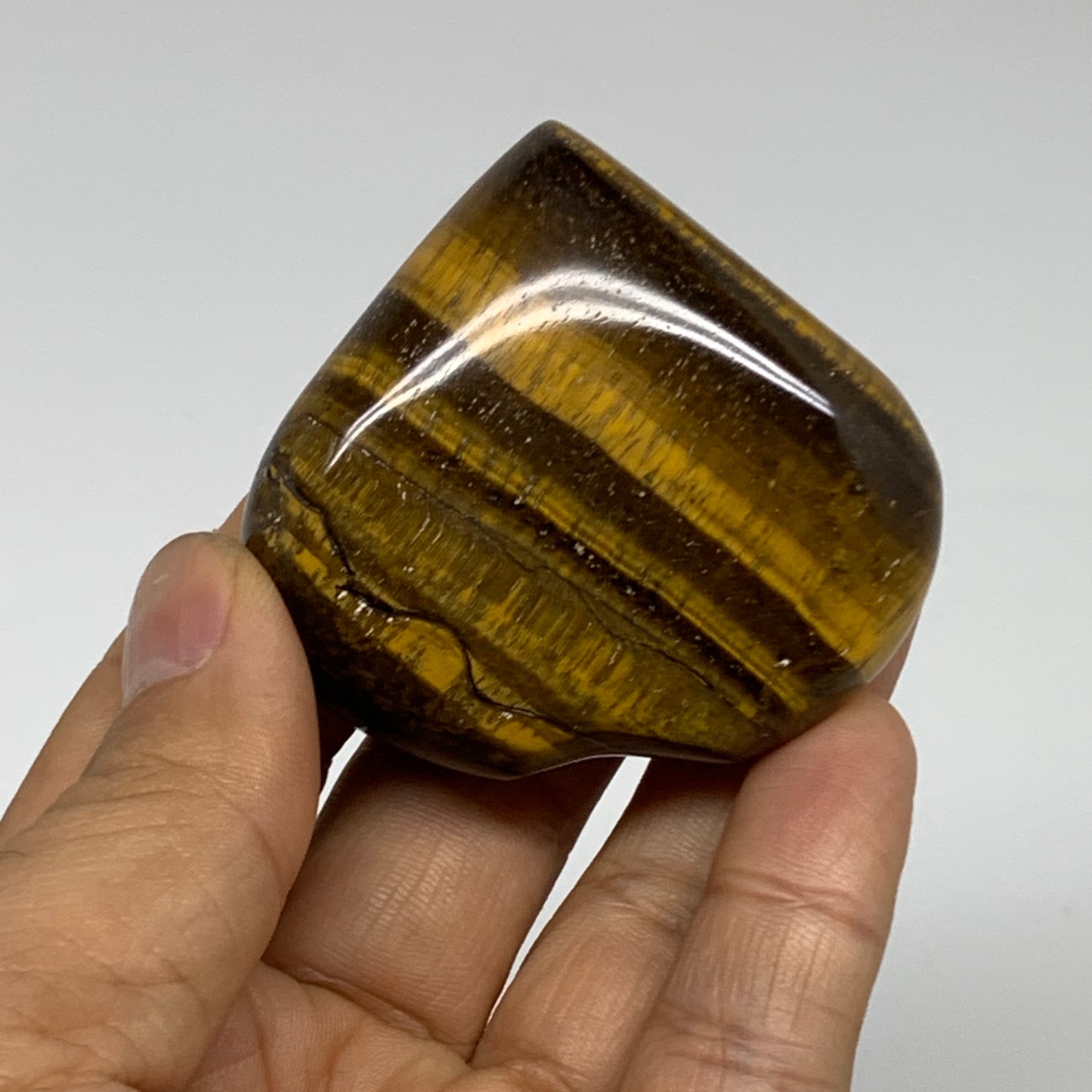 81.3g, 2"x2.2"x0.8", Tiger's Eye Heart Polished Healing Crystal @India, B33882