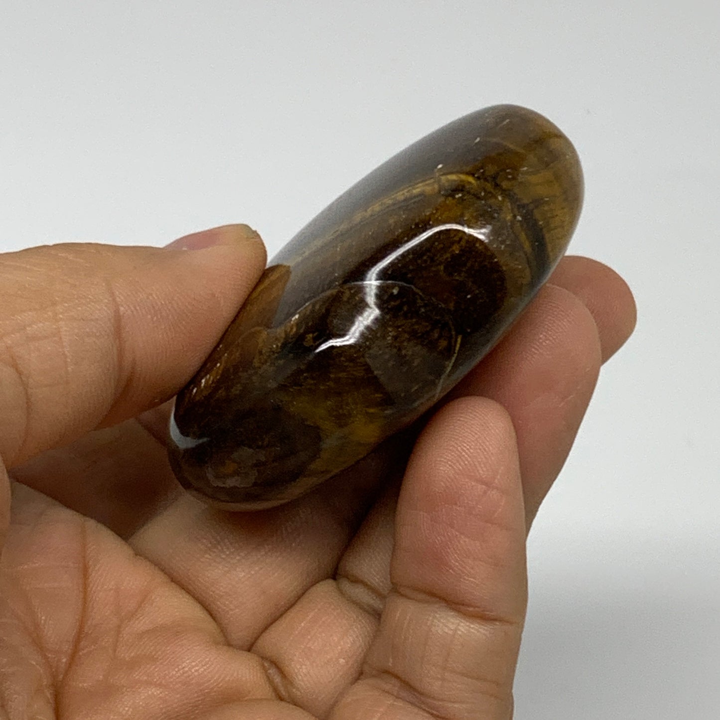 81.3g, 2"x2.2"x0.8", Tiger's Eye Heart Polished Healing Crystal @India, B33882