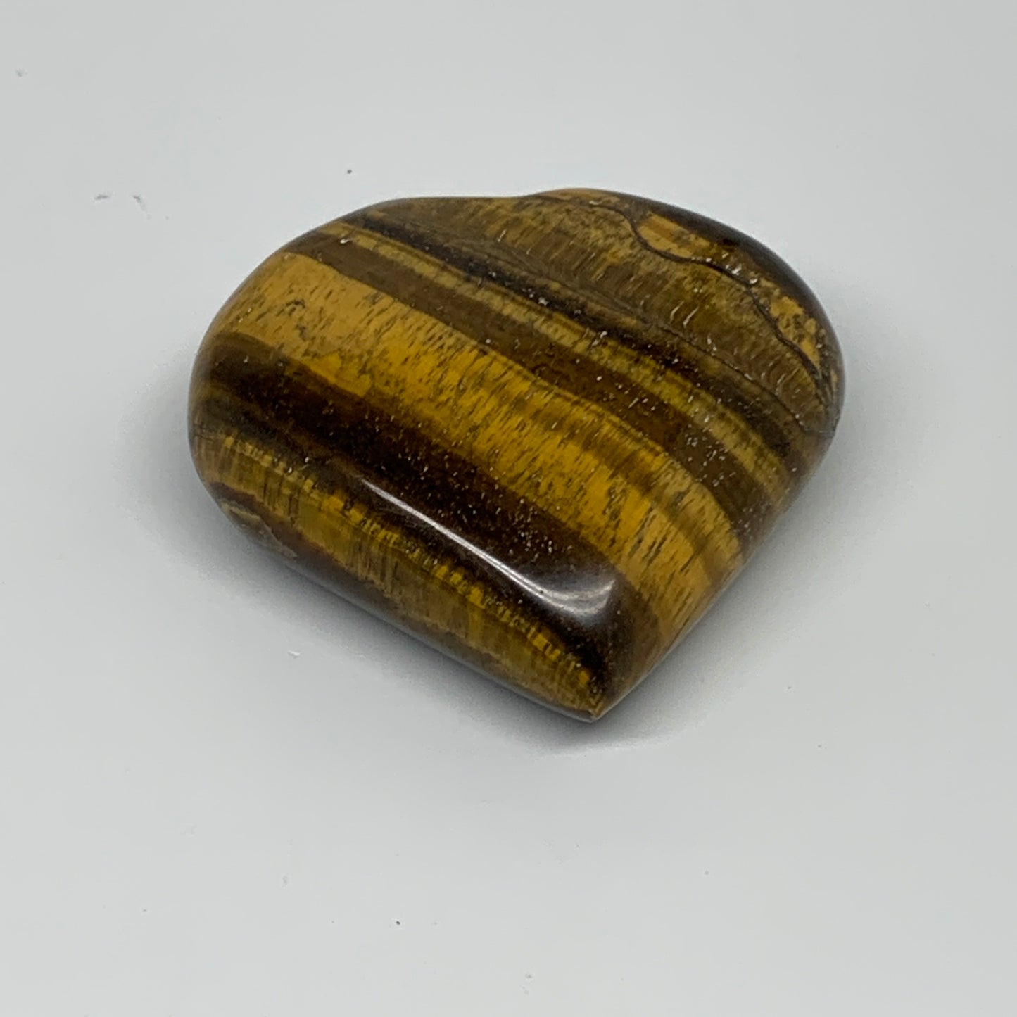81.3g, 2"x2.2"x0.8", Tiger's Eye Heart Polished Healing Crystal @India, B33882