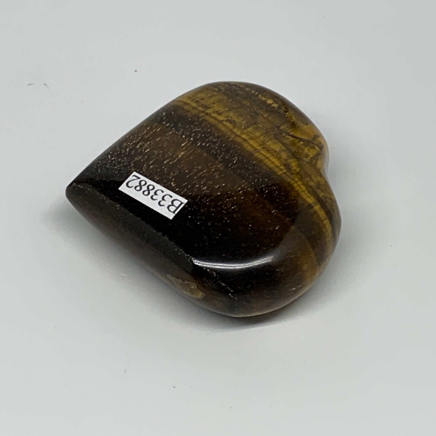 81.3g, 2"x2.2"x0.8", Tiger's Eye Heart Polished Healing Crystal @India, B33882