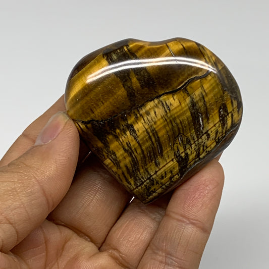 70.7g, 2"x2.1"x0.7", Tiger's Eye Heart Polished Healing Crystal @India, B33883
