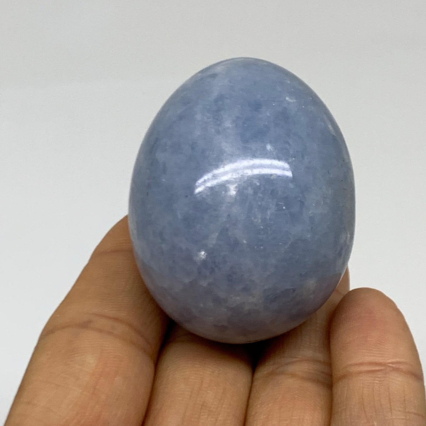 102.8g, 1.9"x1.5", Natural Blue Calcite Egg Polished Crystal @Madagascar, B38409