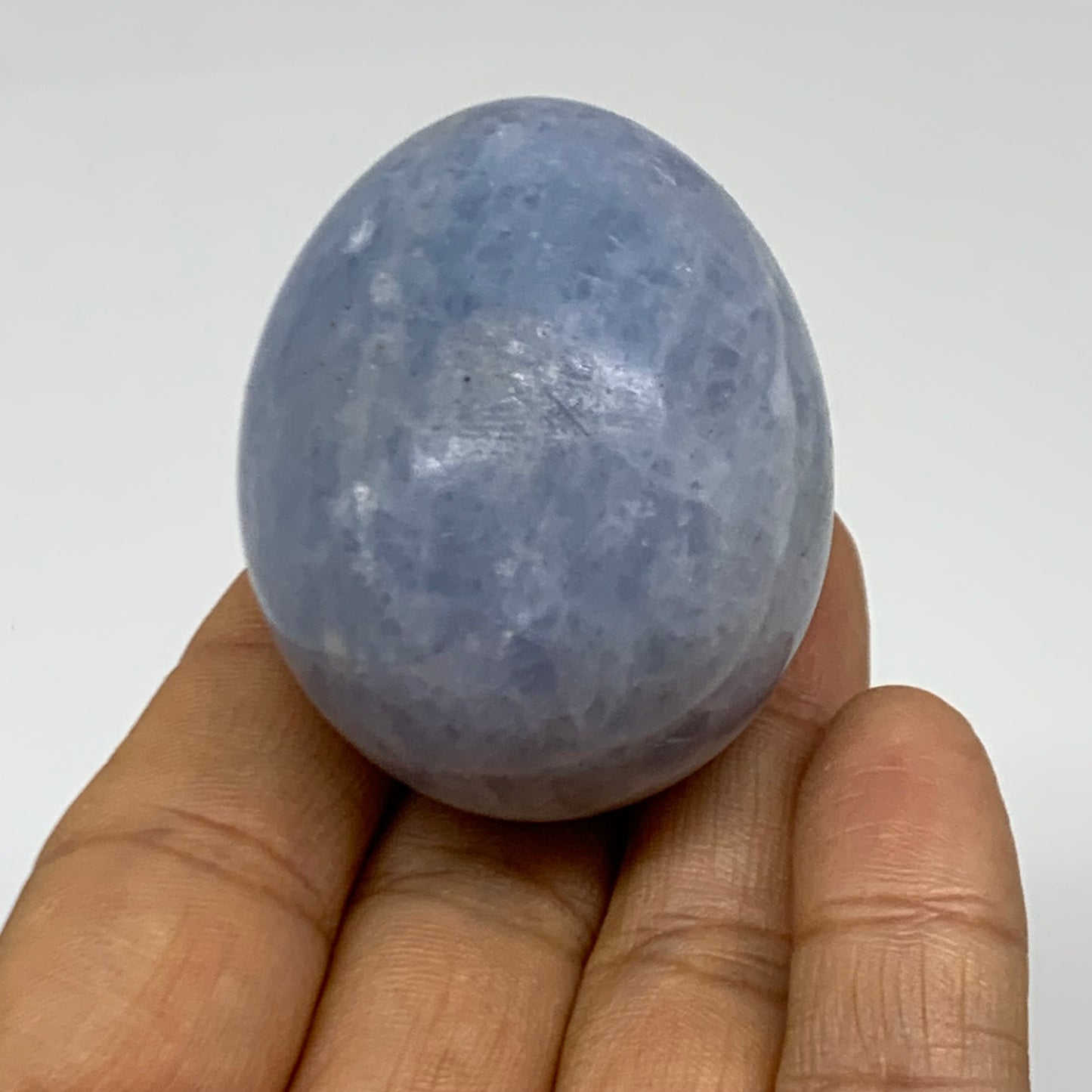 102.8g, 1.9"x1.5", Natural Blue Calcite Egg Polished Crystal @Madagascar, B38409