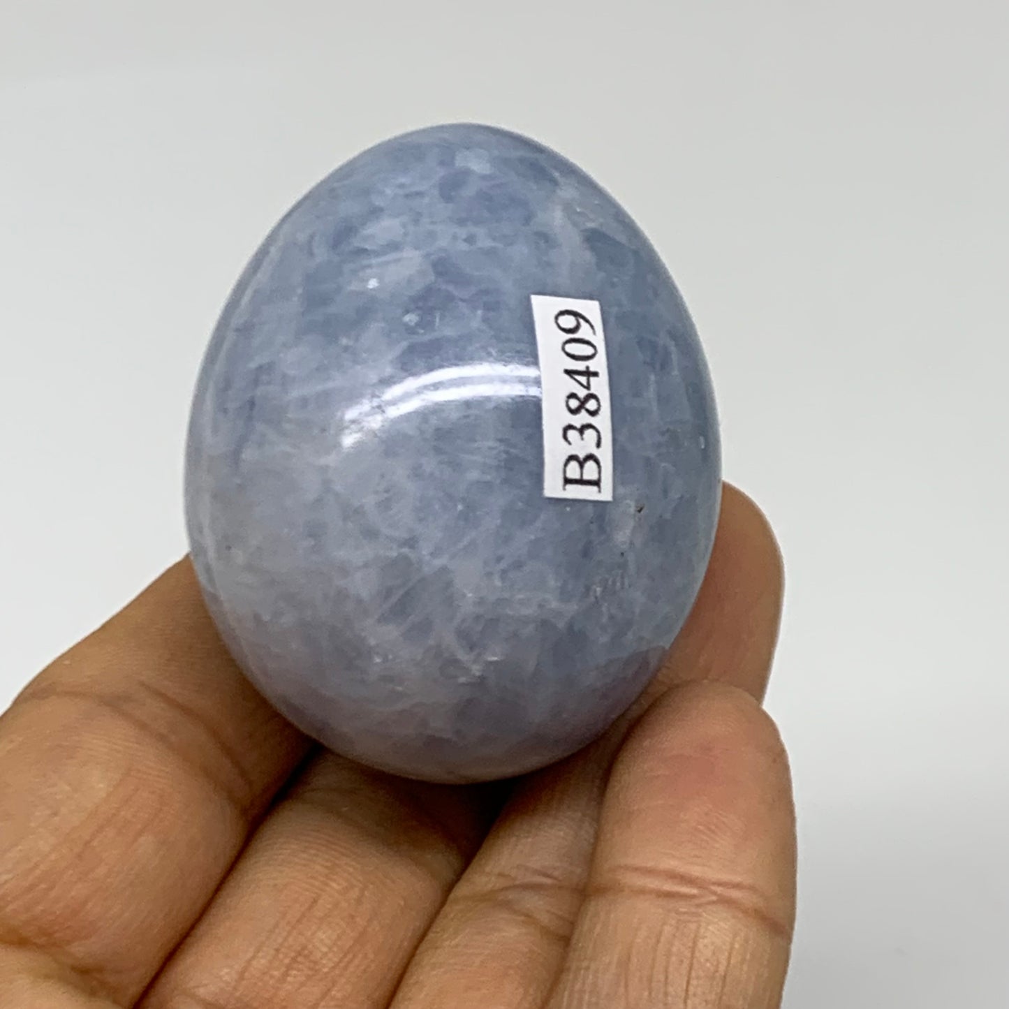 102.8g, 1.9"x1.5", Natural Blue Calcite Egg Polished Crystal @Madagascar, B38409