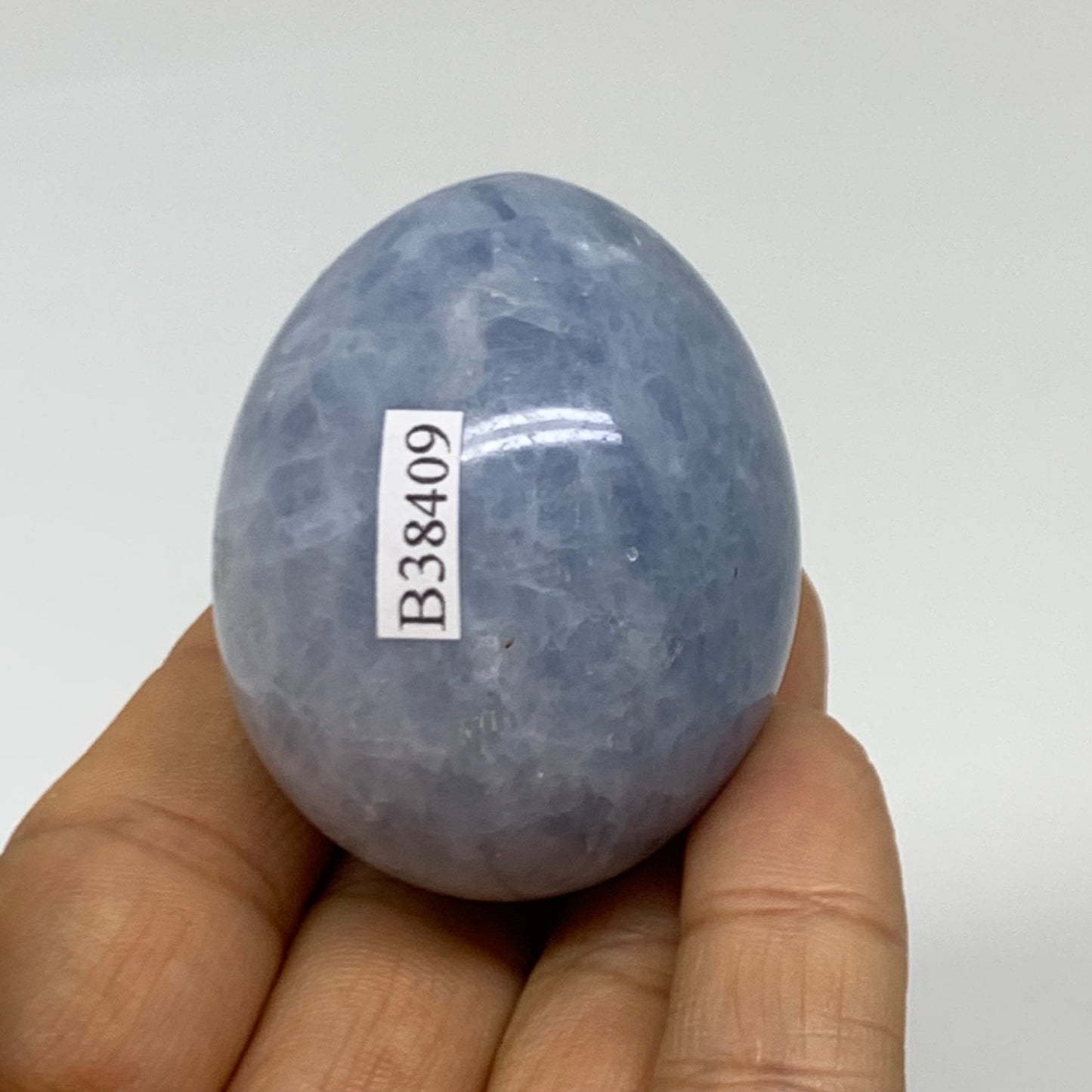 102.8g, 1.9"x1.5", Natural Blue Calcite Egg Polished Crystal @Madagascar, B38409