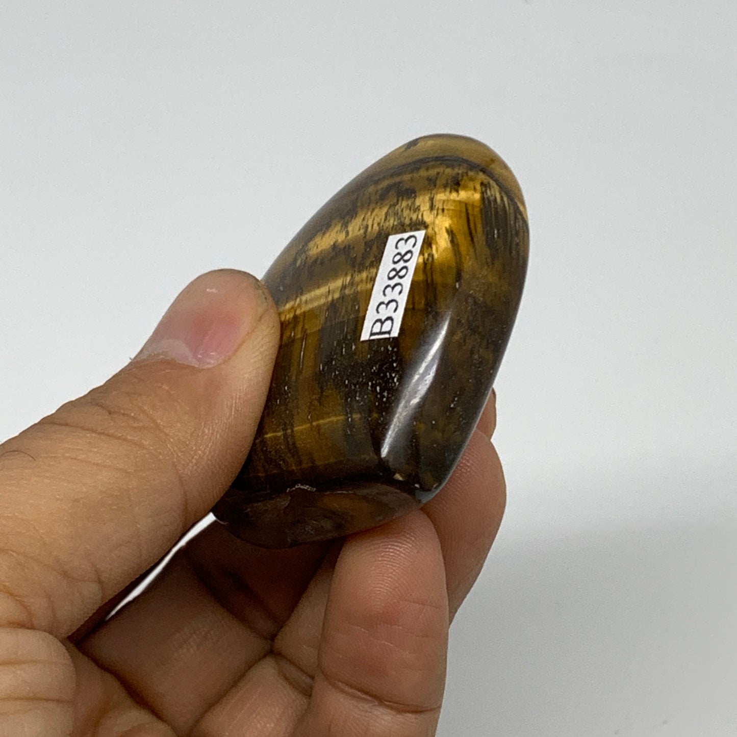 70.7g, 2"x2.1"x0.7", Tiger's Eye Heart Polished Healing Crystal @India, B33883