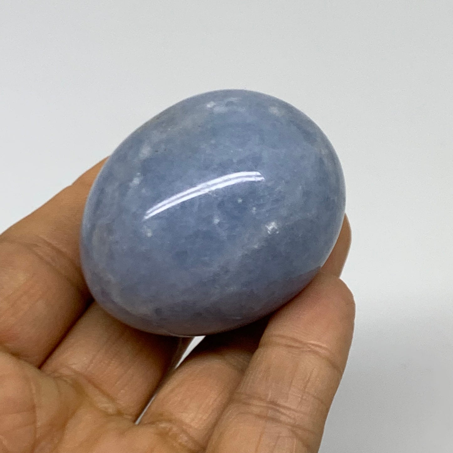 102.8g, 1.9"x1.5", Natural Blue Calcite Egg Polished Crystal @Madagascar, B38409