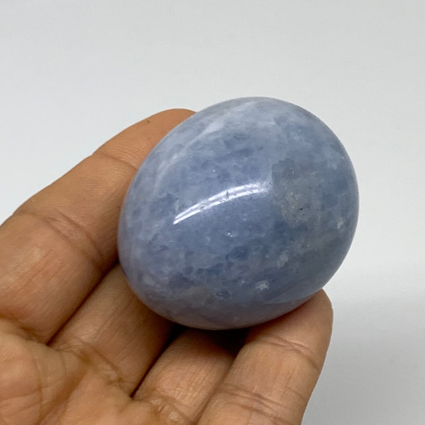 102.8g, 1.9"x1.5", Natural Blue Calcite Egg Polished Crystal @Madagascar, B38409