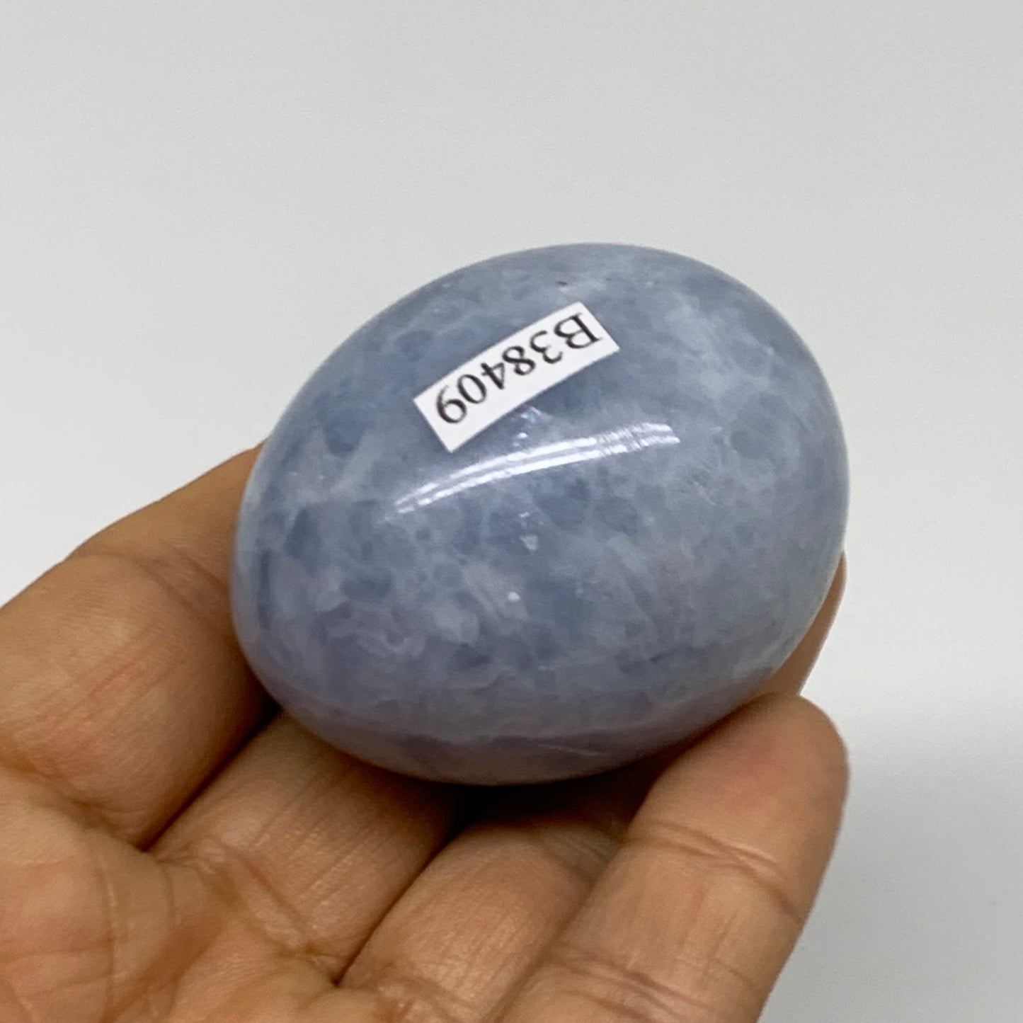 102.8g, 1.9"x1.5", Natural Blue Calcite Egg Polished Crystal @Madagascar, B38409