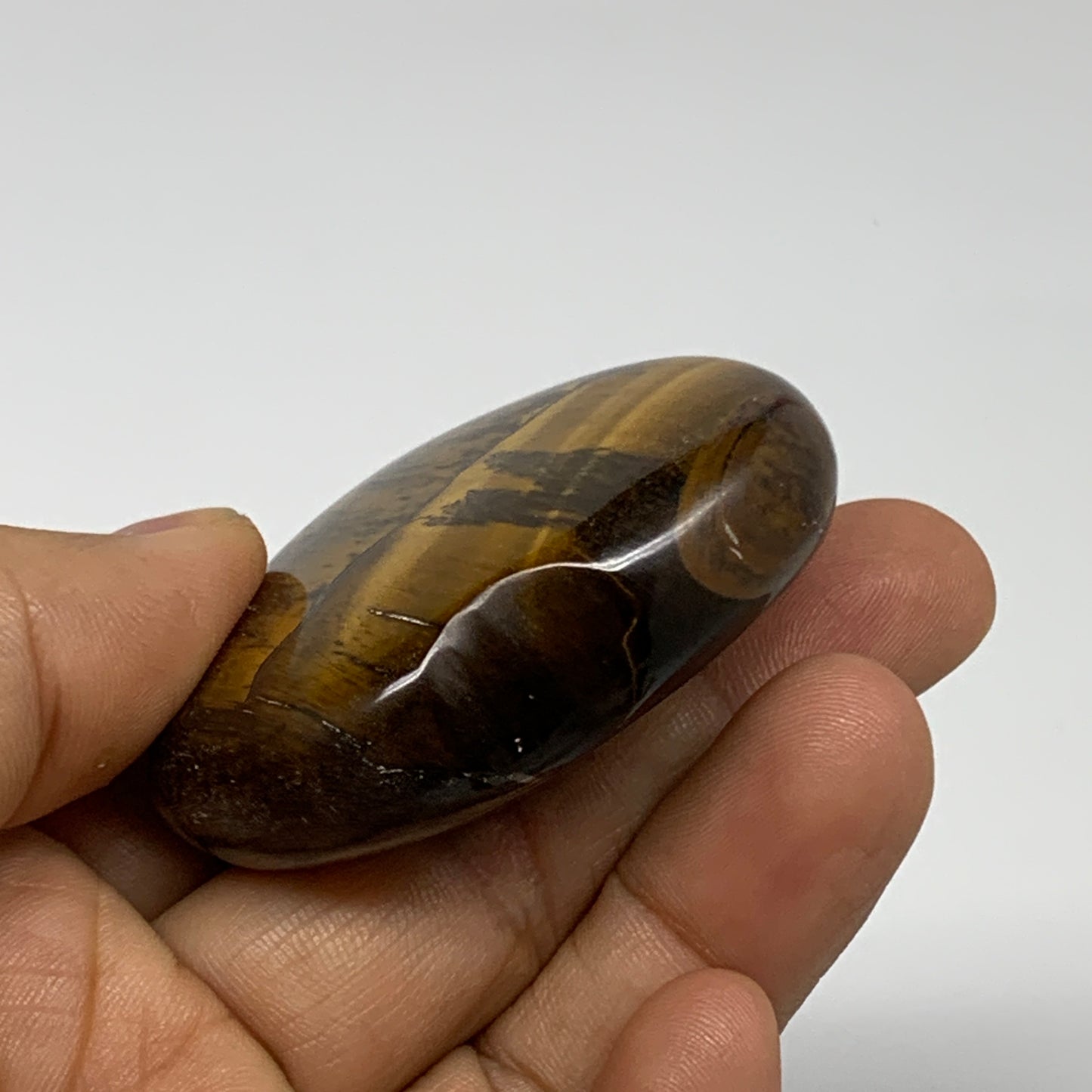 70.7g, 2"x2.1"x0.7", Tiger's Eye Heart Polished Healing Crystal @India, B33883