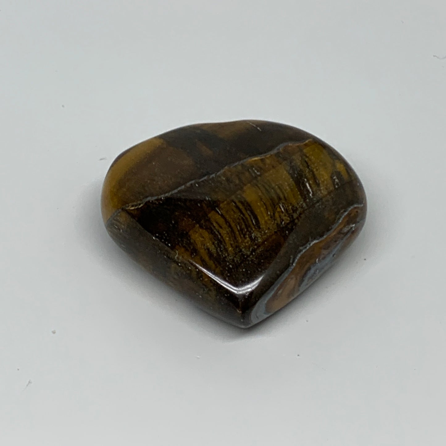 70.7g, 2"x2.1"x0.7", Tiger's Eye Heart Polished Healing Crystal @India, B33883