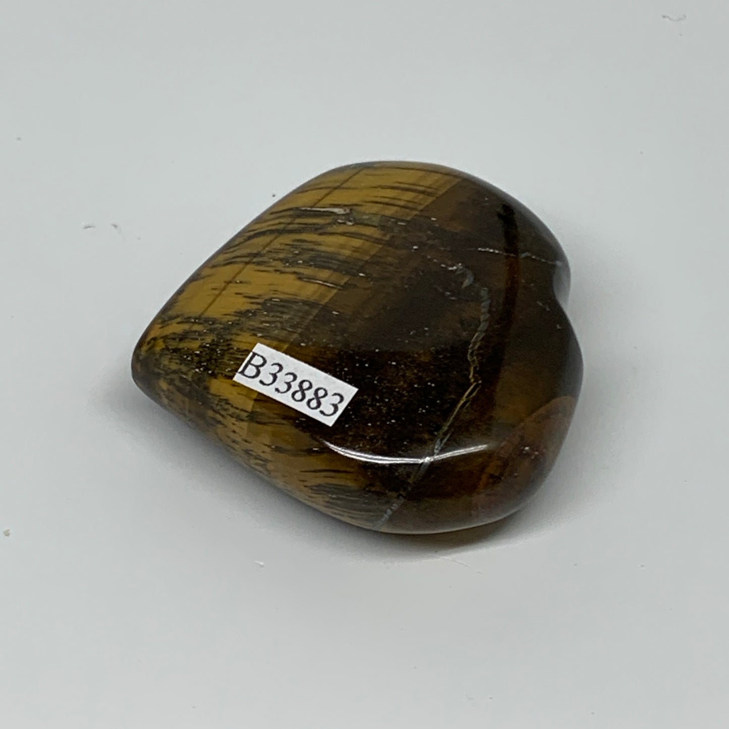 70.7g, 2"x2.1"x0.7", Tiger's Eye Heart Polished Healing Crystal @India, B33883
