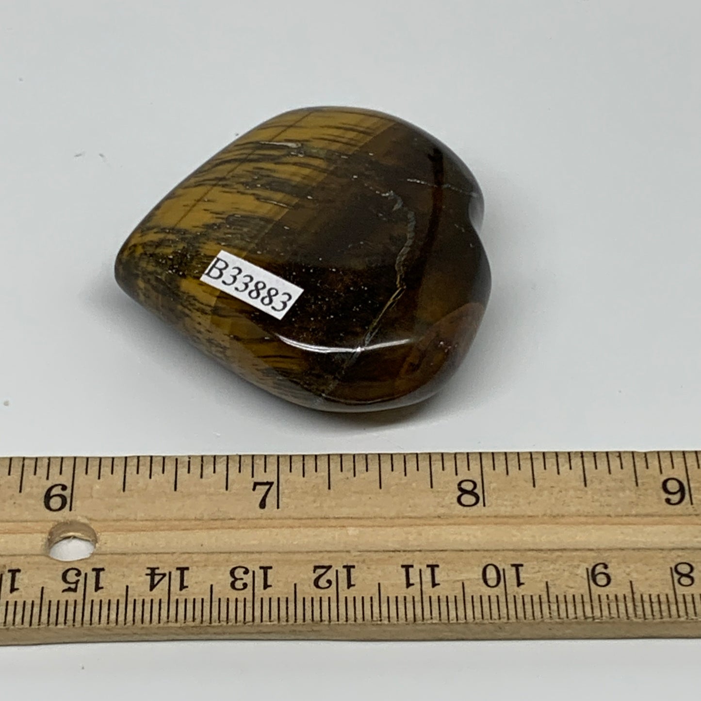 70.7g, 2"x2.1"x0.7", Tiger's Eye Heart Polished Healing Crystal @India, B33883