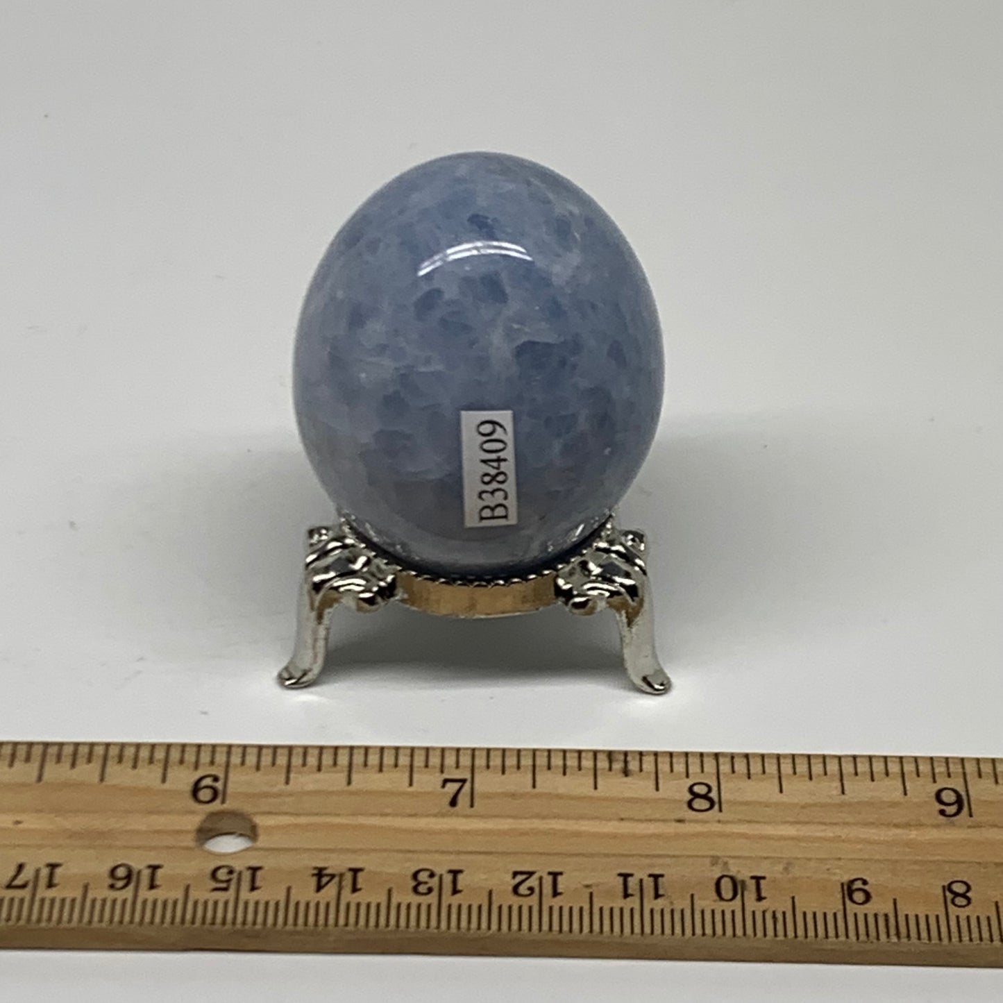 102.8g, 1.9"x1.5", Natural Blue Calcite Egg Polished Crystal @Madagascar, B38409