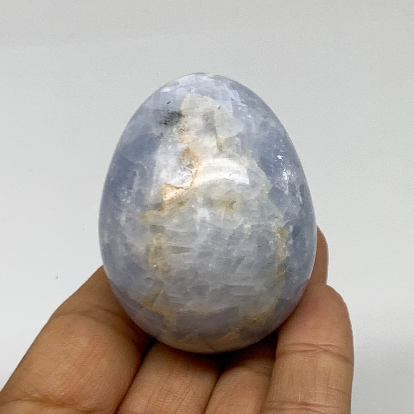 127g, 2.1"x1.6", Natural Blue Calcite Egg Polished Crystal @Madagascar, B38410