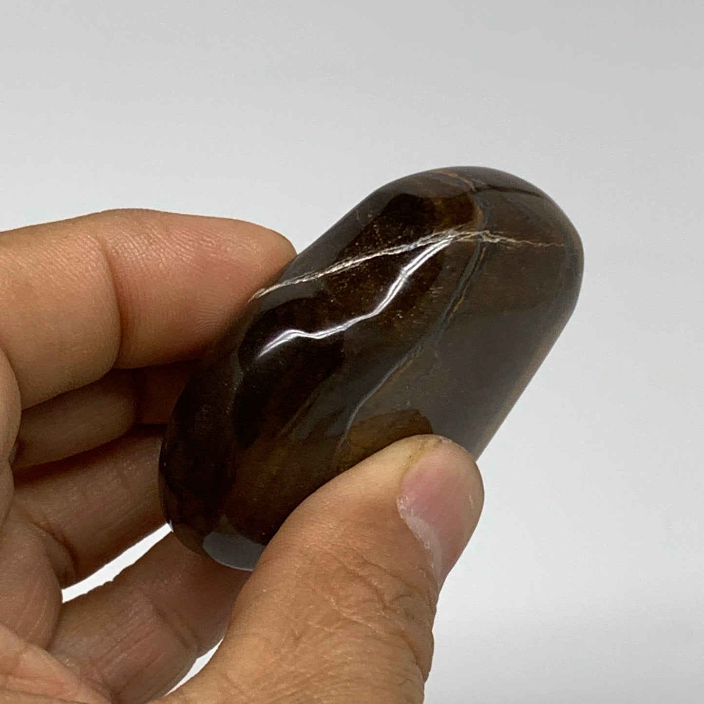 82.4g, 2.1"x2.2"x0.7", Tiger's Eye Heart Polished Healing Crystal @India, B33884