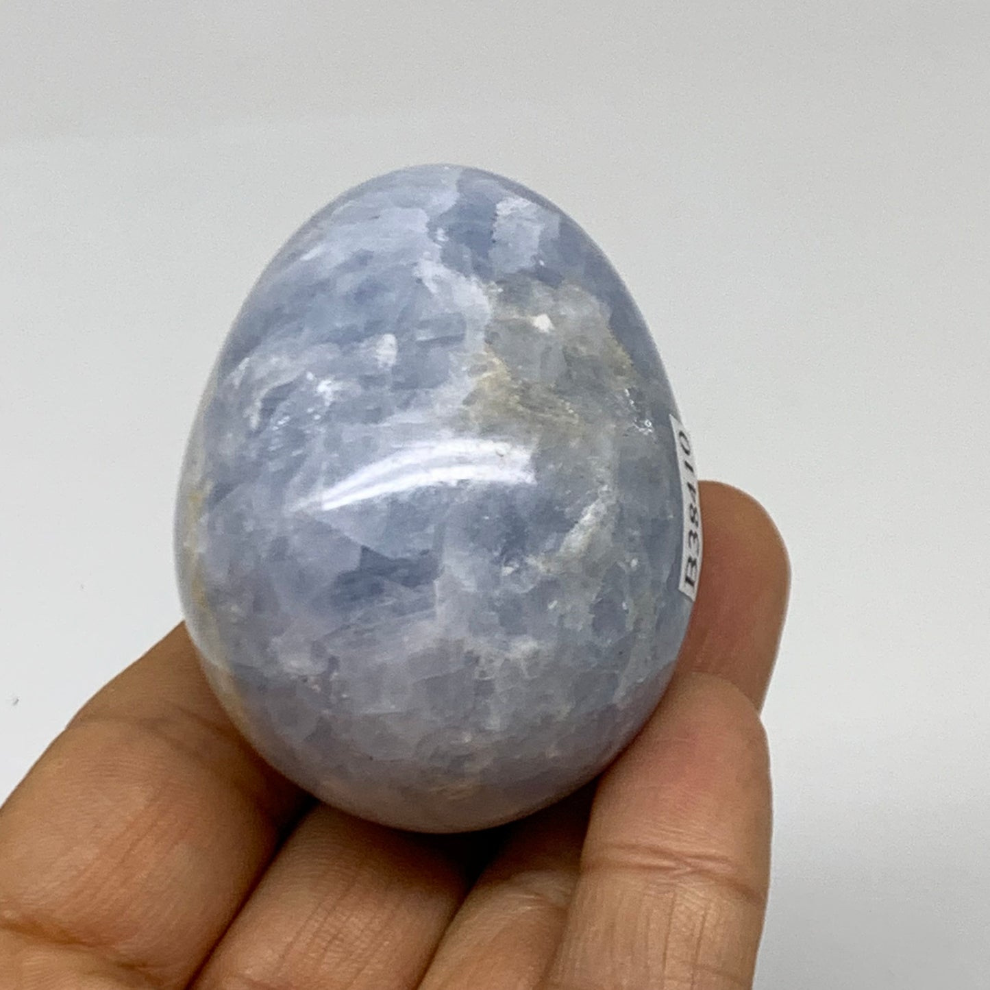 127g, 2.1"x1.6", Natural Blue Calcite Egg Polished Crystal @Madagascar, B38410