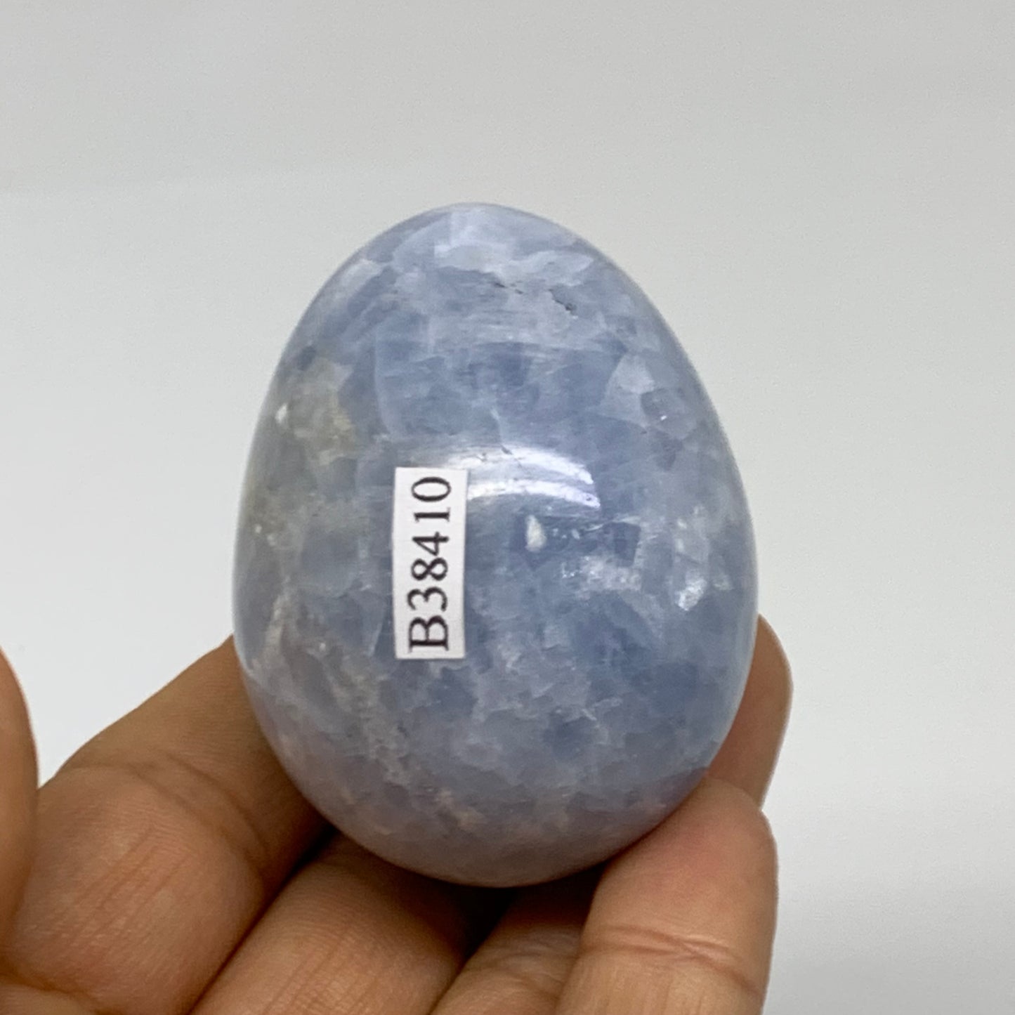 127g, 2.1"x1.6", Natural Blue Calcite Egg Polished Crystal @Madagascar, B38410