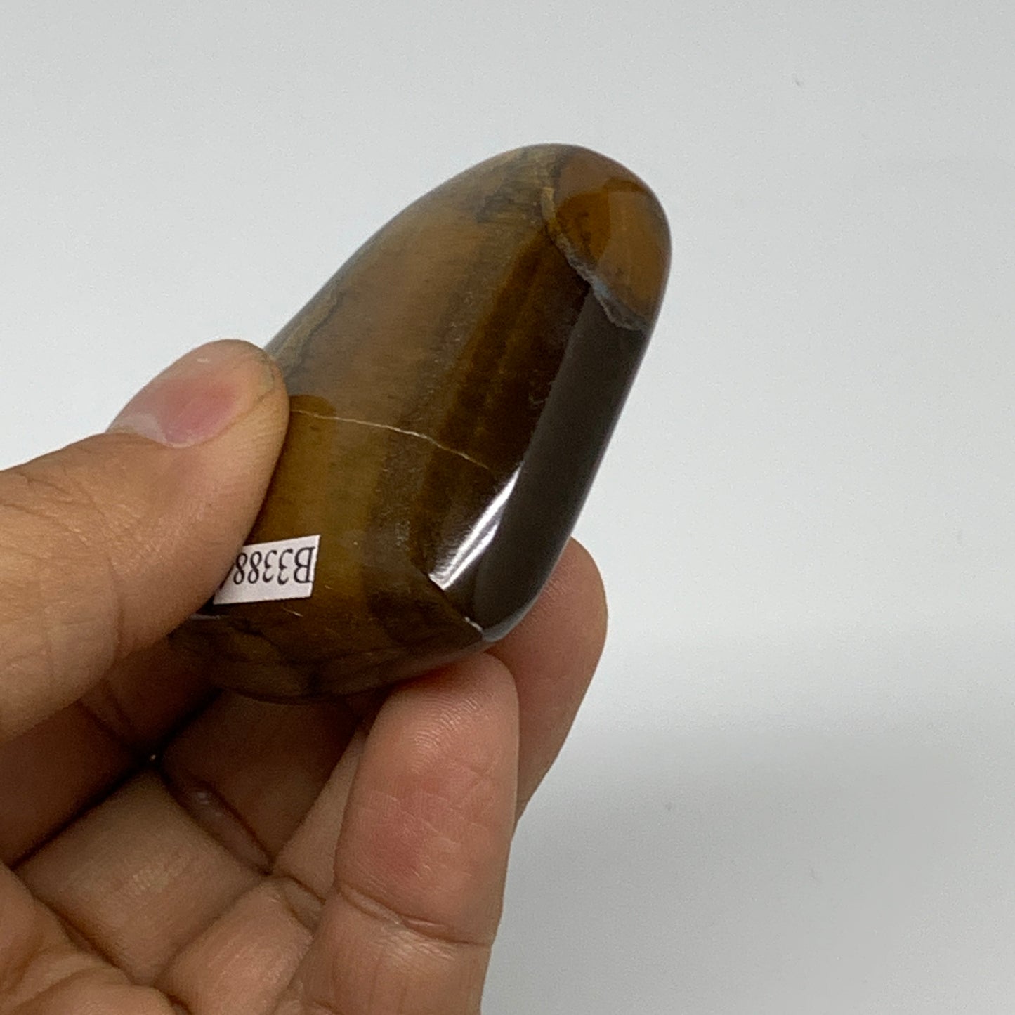 82.4g, 2.1"x2.2"x0.7", Tiger's Eye Heart Polished Healing Crystal @India, B33884