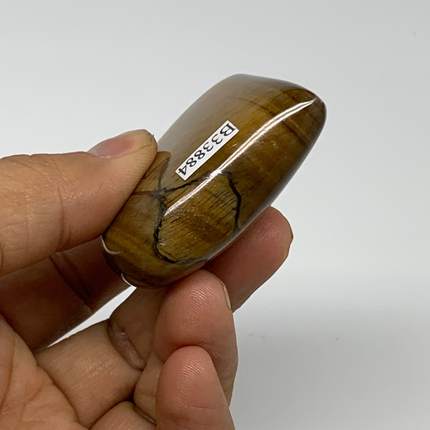 82.4g, 2.1"x2.2"x0.7", Tiger's Eye Heart Polished Healing Crystal @India, B33884