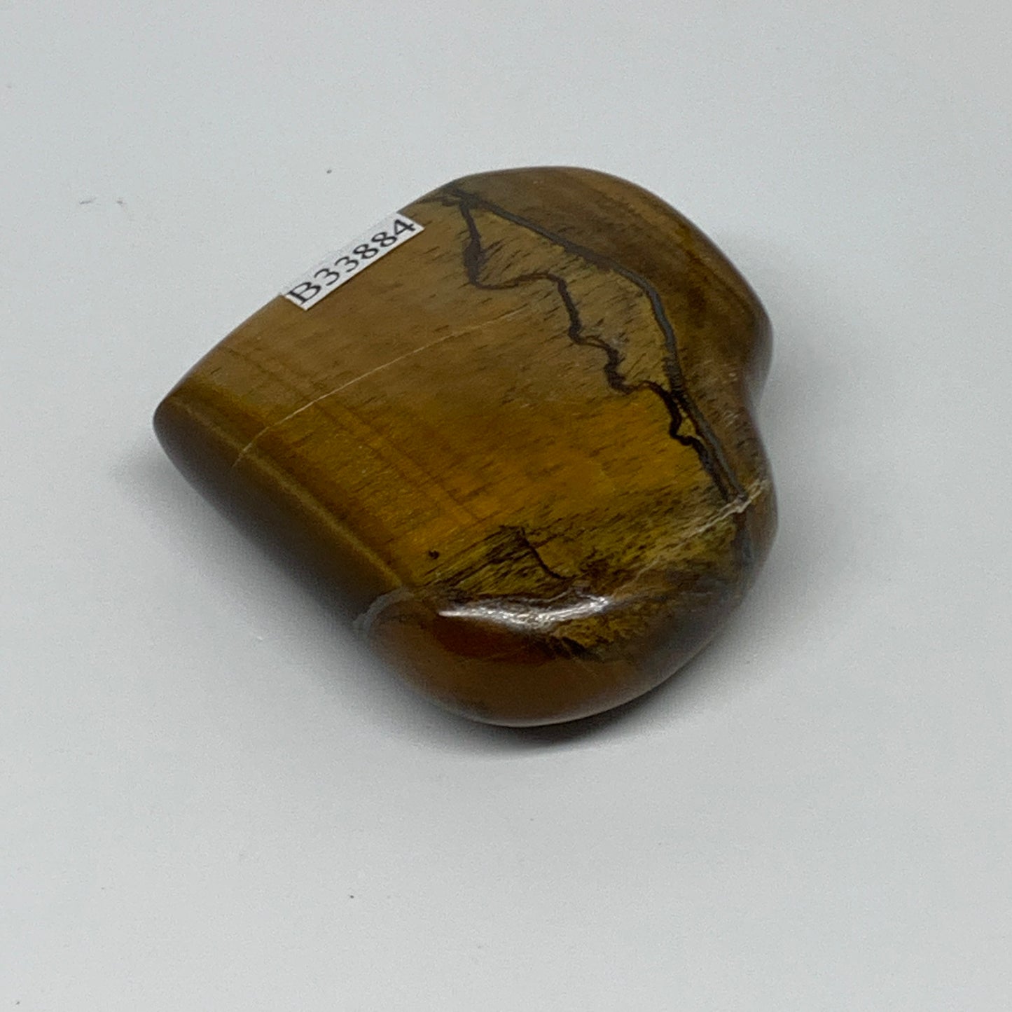 82.4g, 2.1"x2.2"x0.7", Tiger's Eye Heart Polished Healing Crystal @India, B33884
