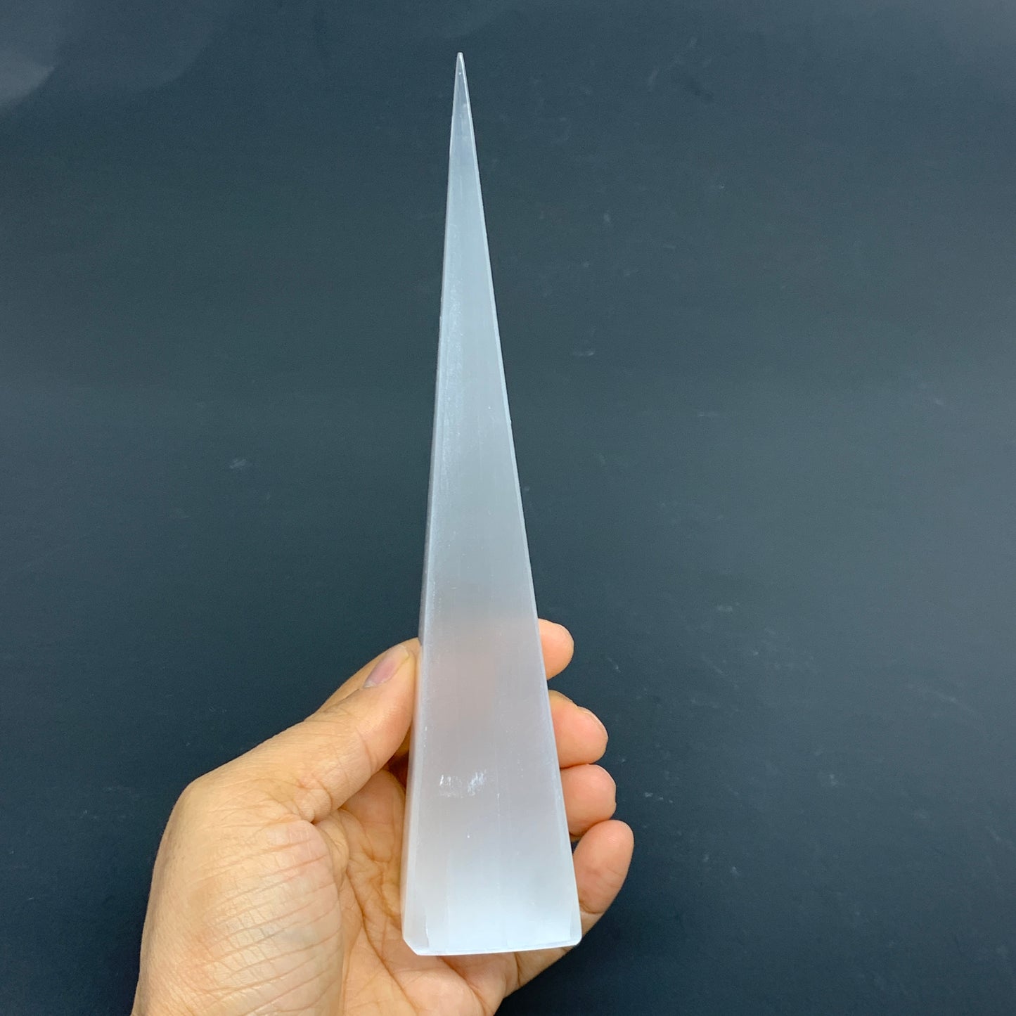 244.5g, 7.5"x1.6", Selenite (Satin Spar) Crystal Crystal Tower Point,B35947